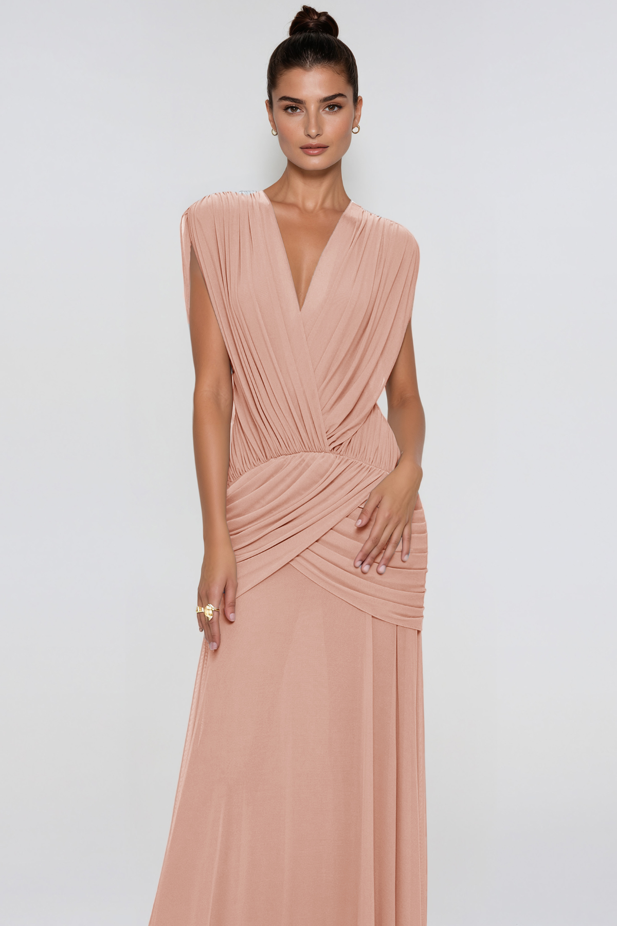 Jay Ruch Mesh Maxi Dress In Pink