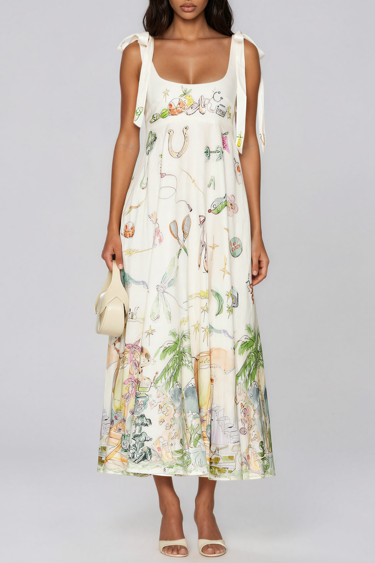 Jaya Sleeveless Print Tie Up Maxi Dress