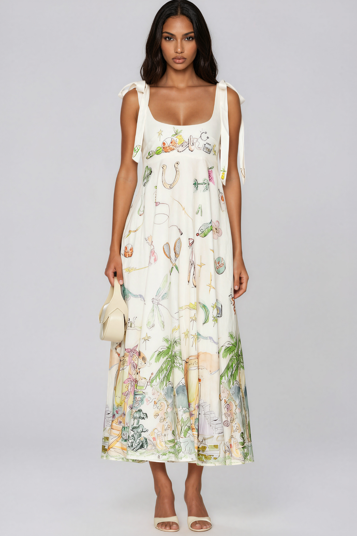 Jaya Sleeveless Print Tie Up Maxi Dress