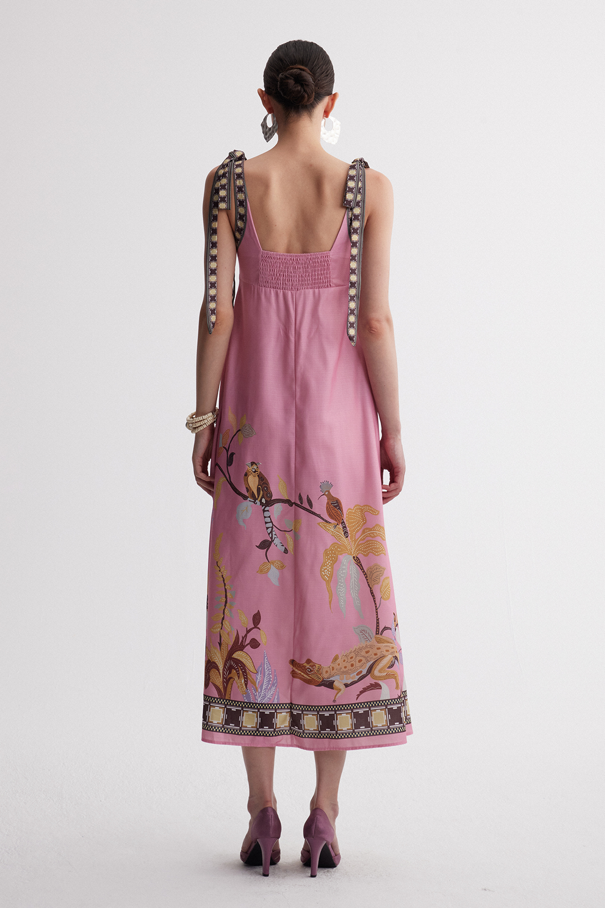 Jaya Tie Up Print Midi Dress