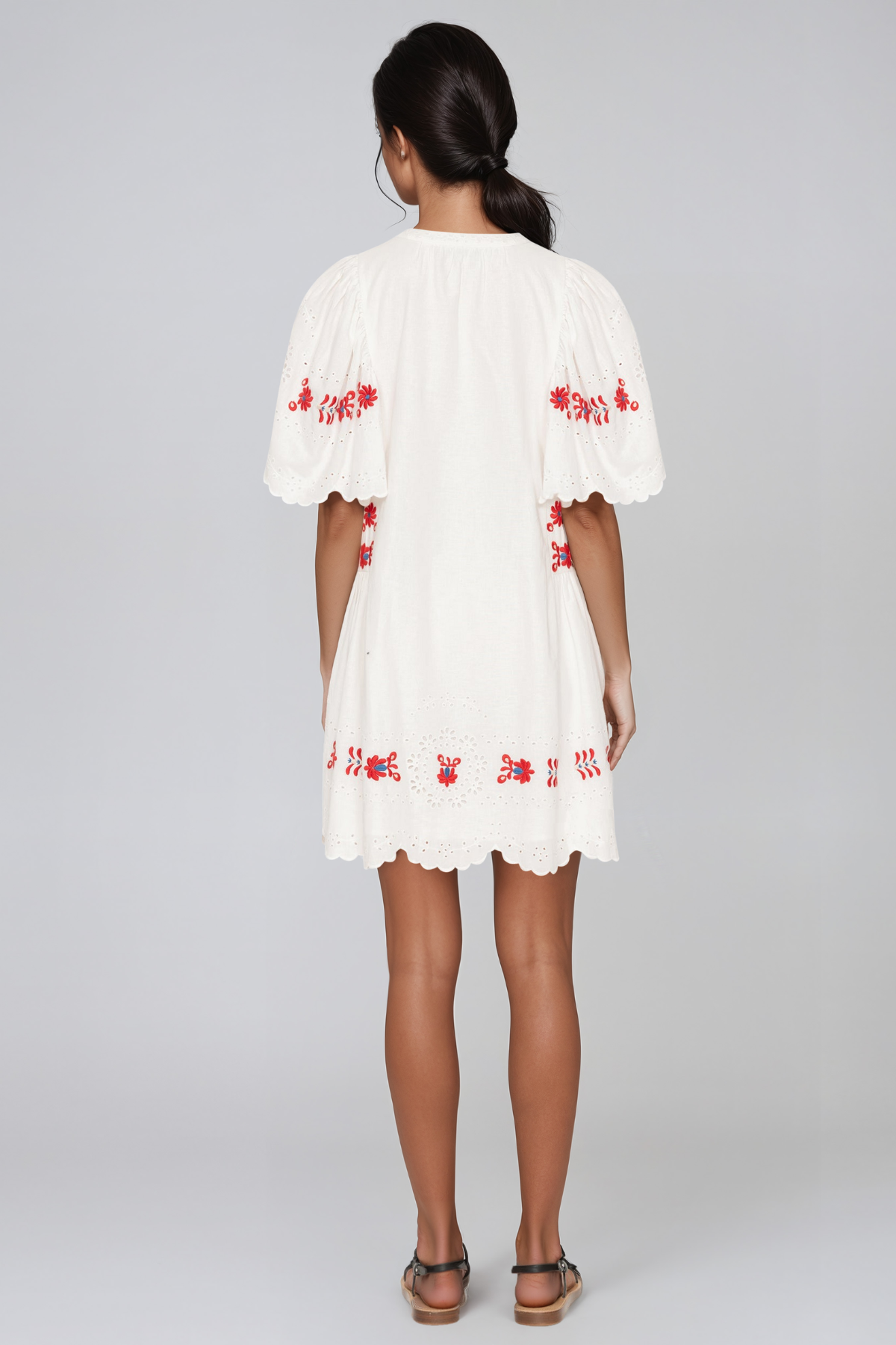 Jayce V Neck Embroidered Mini Dress