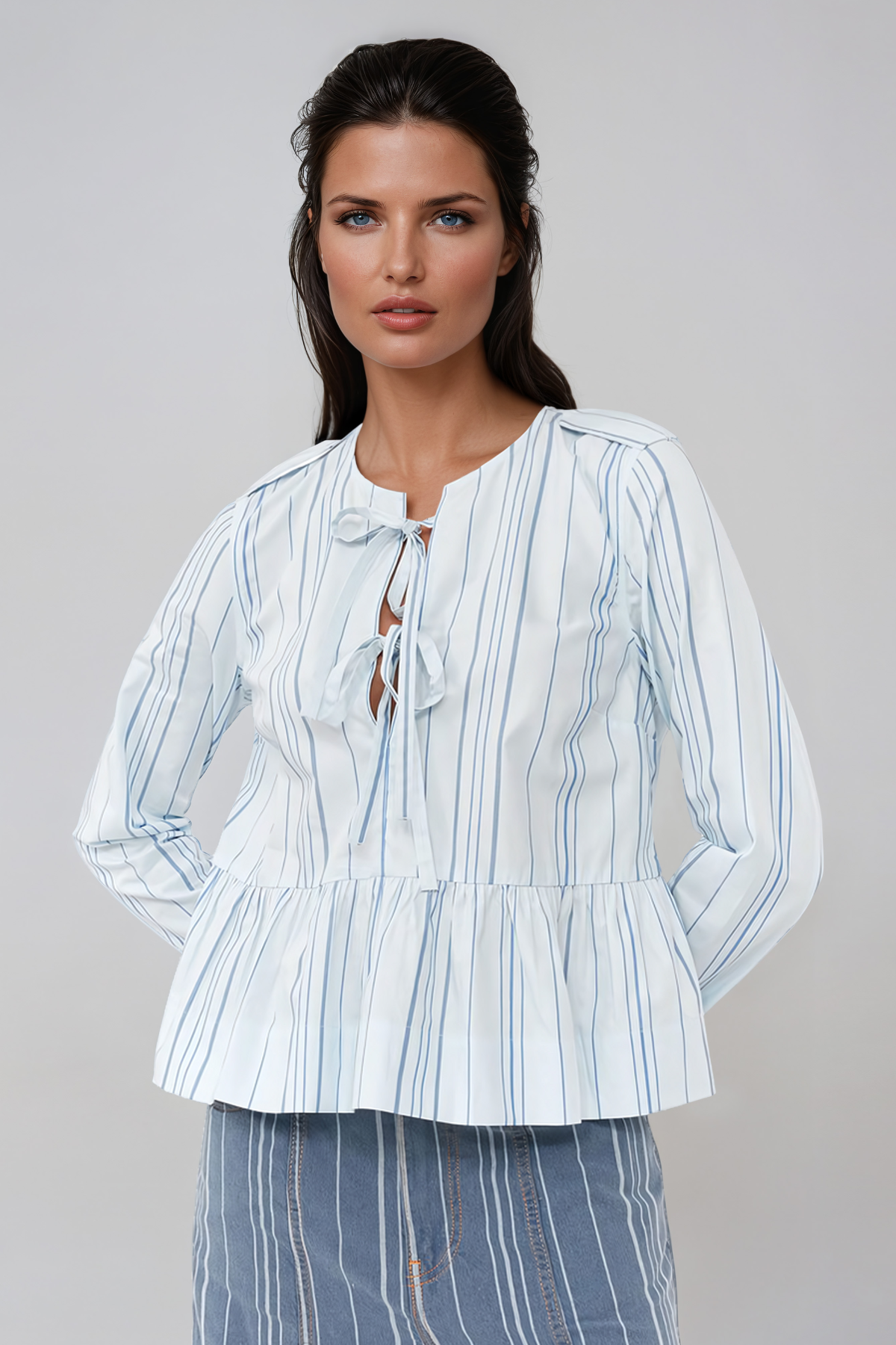 Jaycee Stripe Tie Up Top