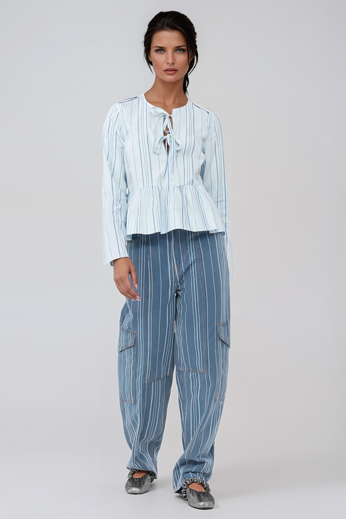 Jaycee Stripe Tie Up Top