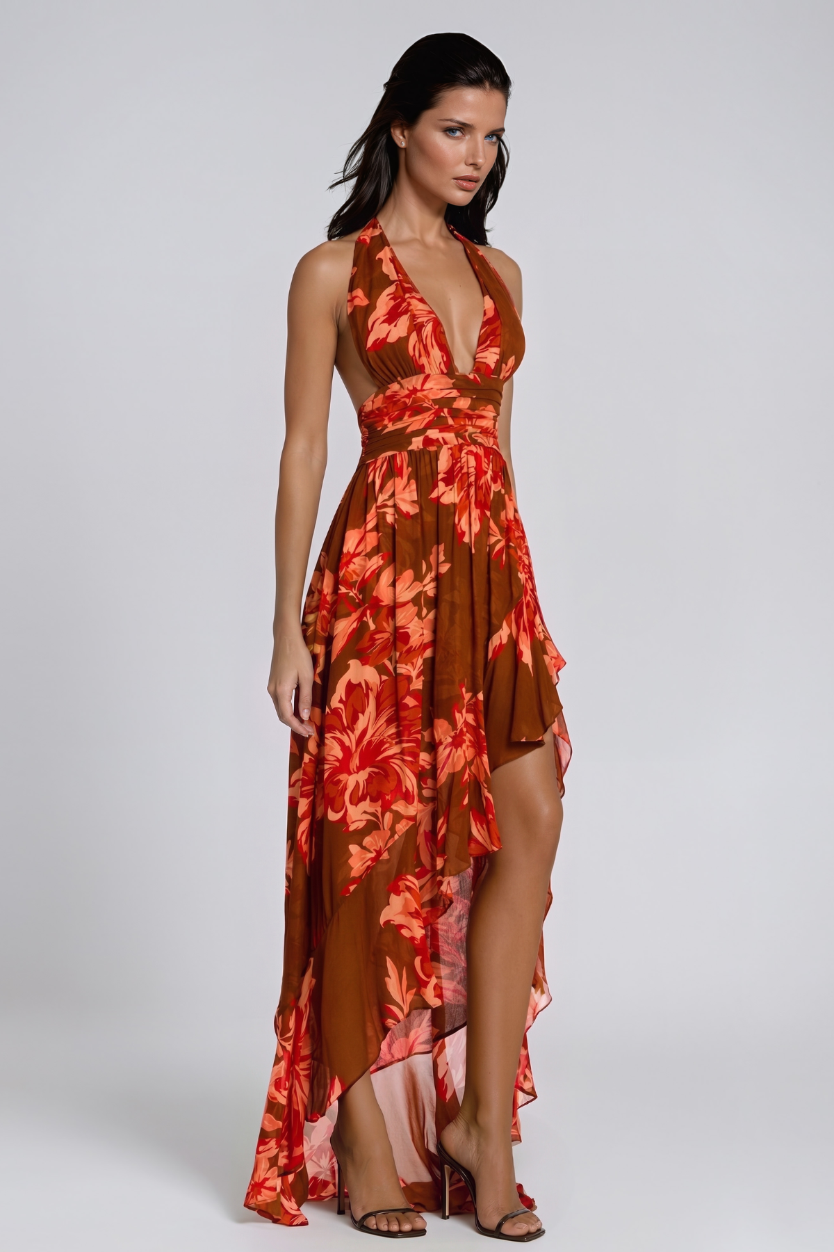 Jaycob Plunge Mesh Floral Maxi Dress