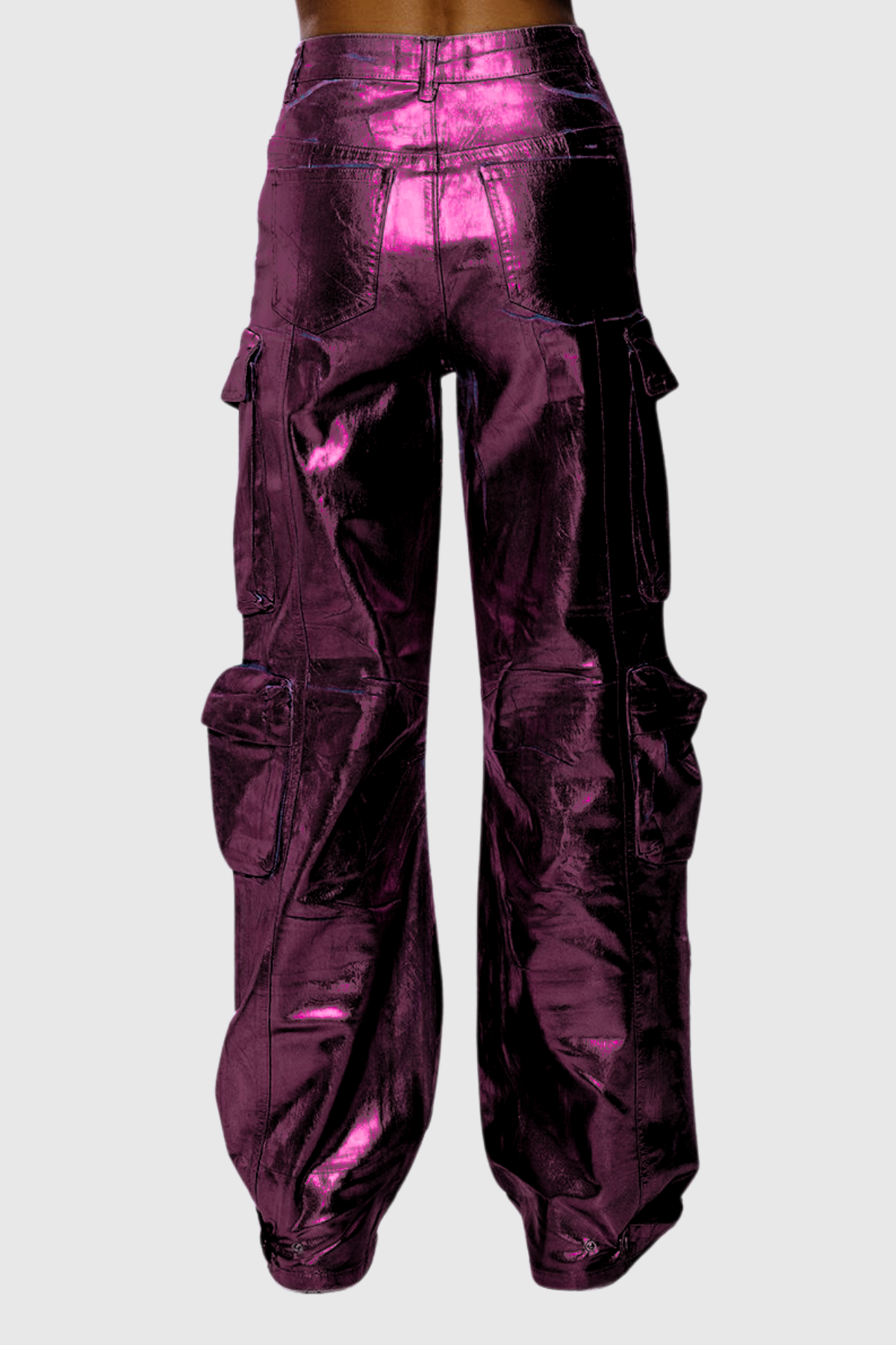 Jayda Metallic Cargo Jeans In Purple