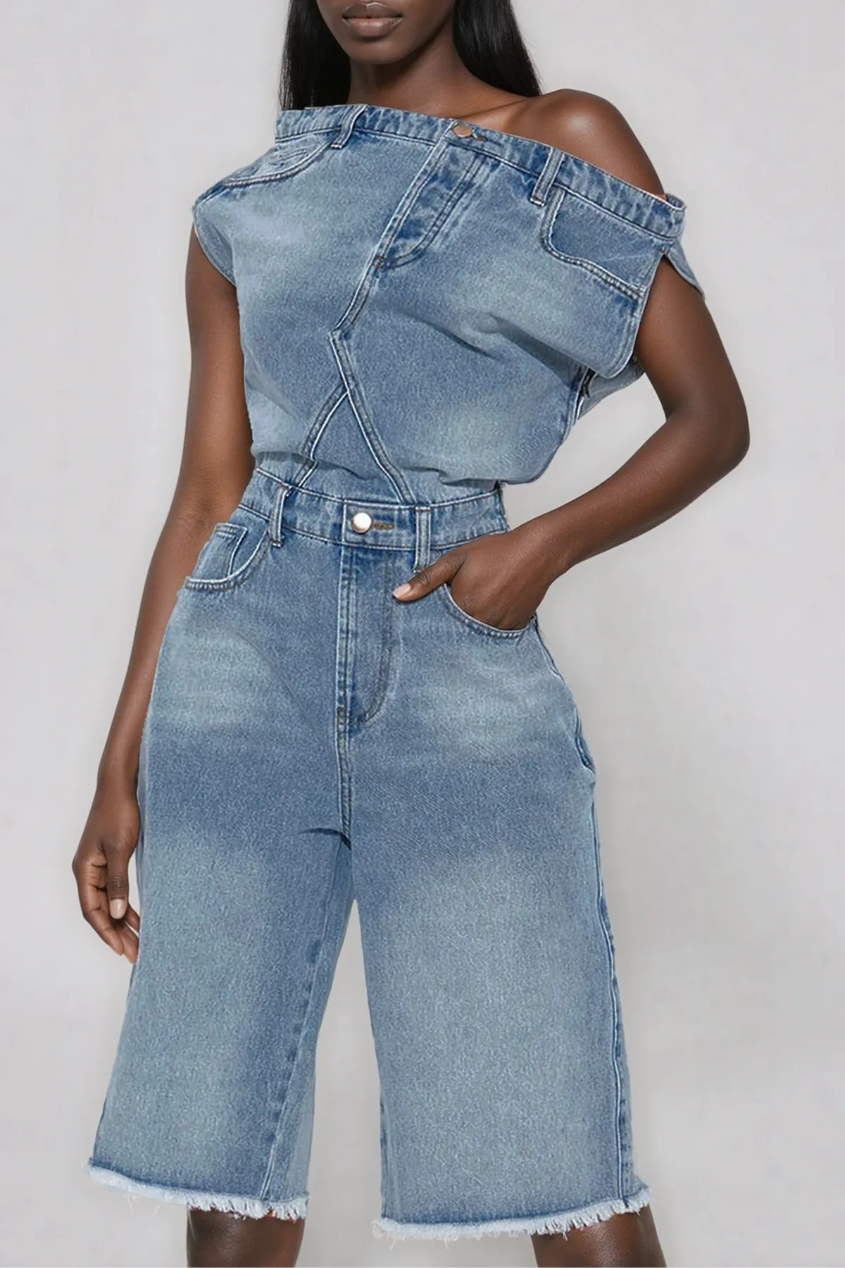Jazmine Deconstruct Denim Playsuit