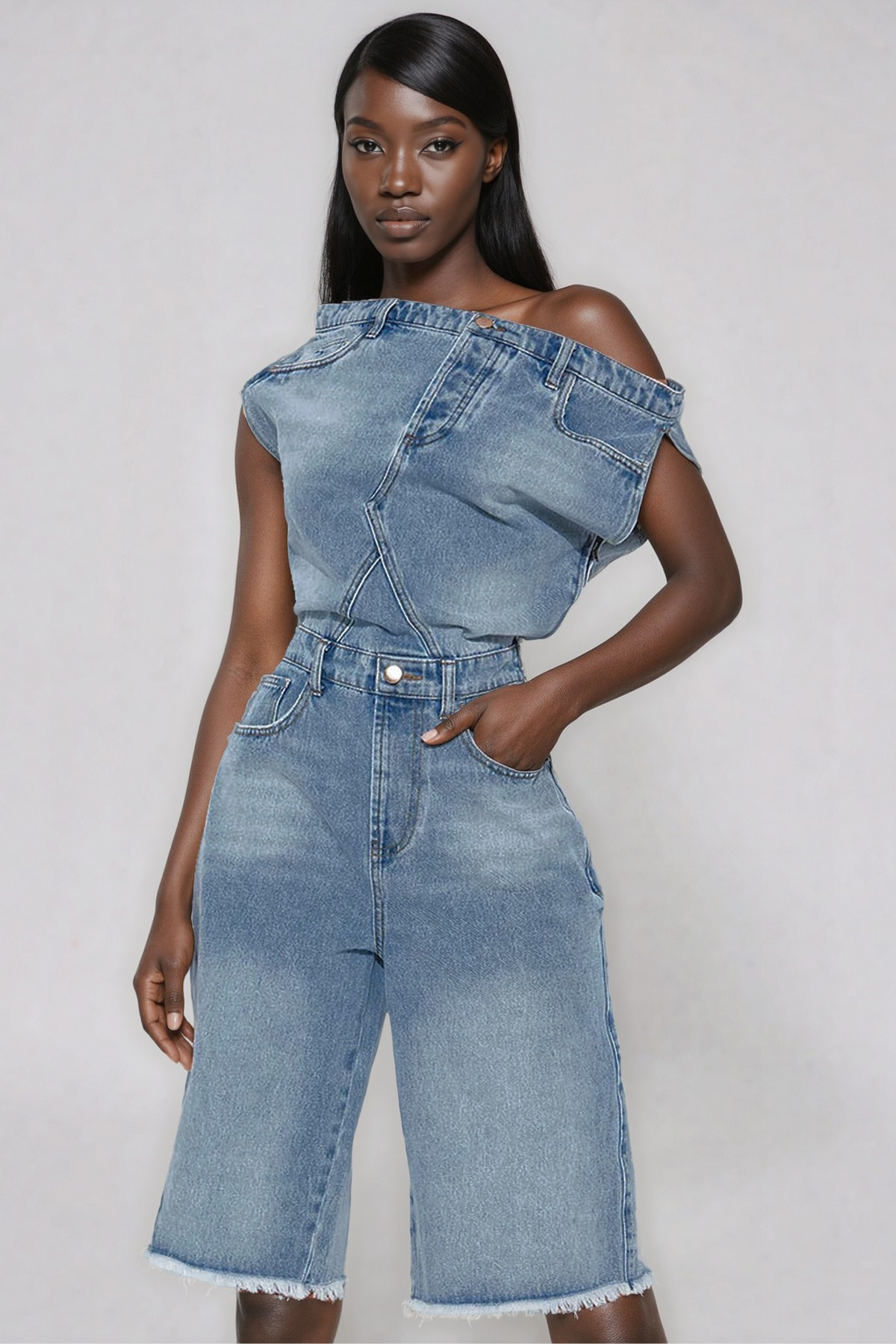 Jazmine Deconstruct Denim Playsuit