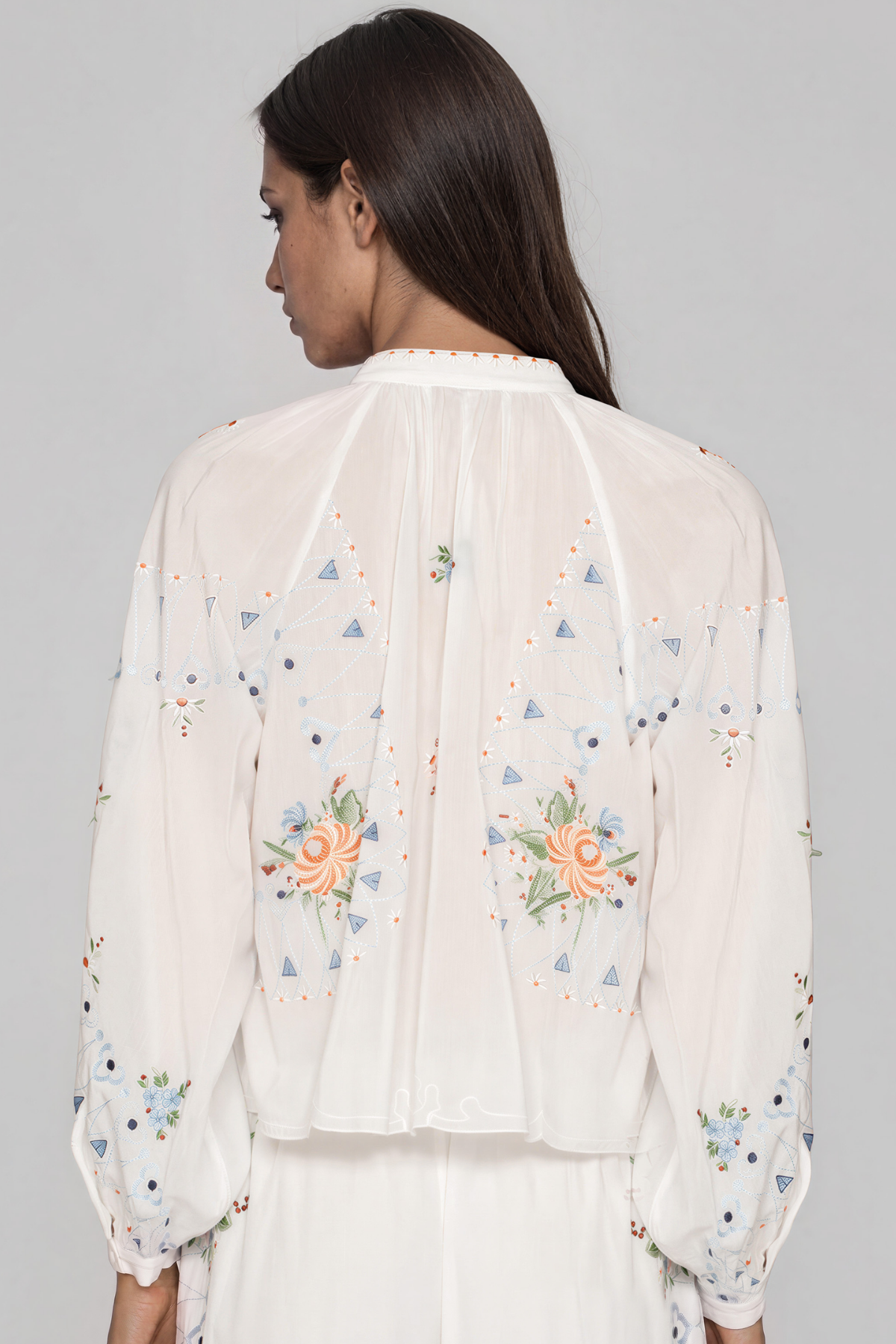 Jeanette Long Sleeve  Embroidered Floral Top