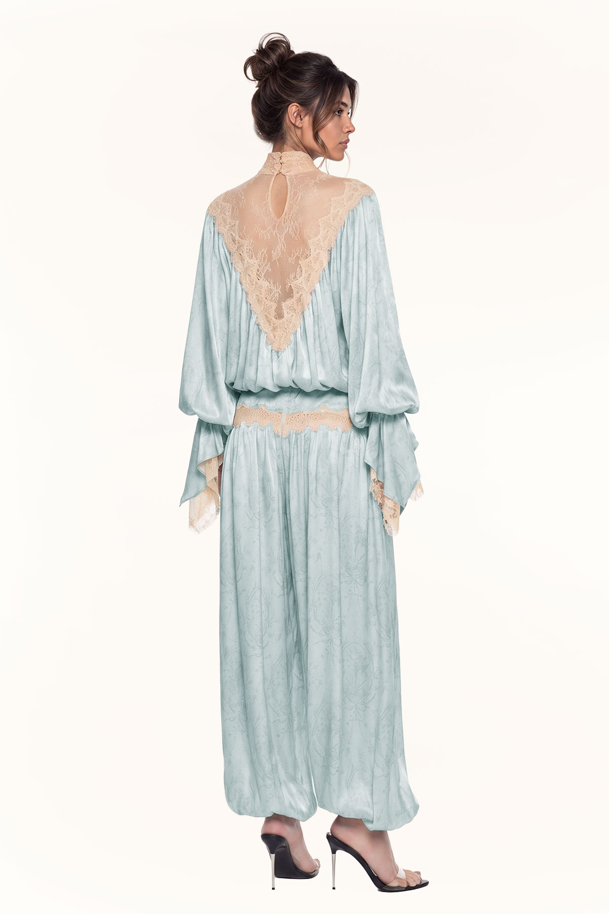 Jelka Balloon Sleeve Lace Pants Set