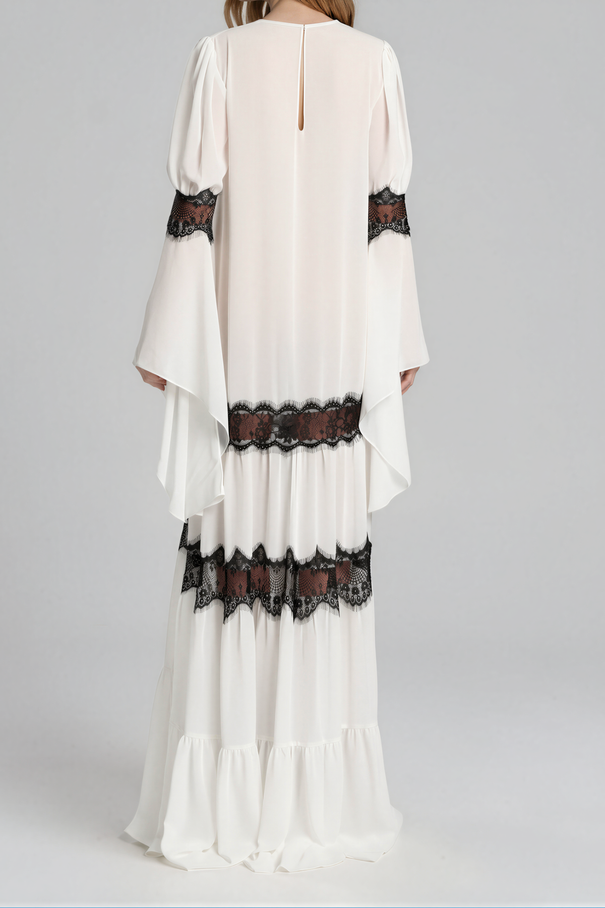 Jelka Bell Sleeve Lace Ruch Maxi Dress