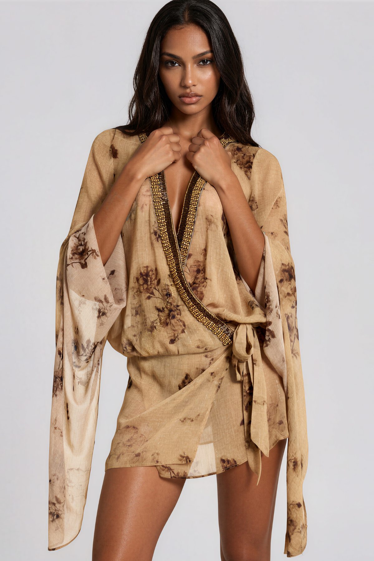 Jelka Plunge Floral Mini Dress