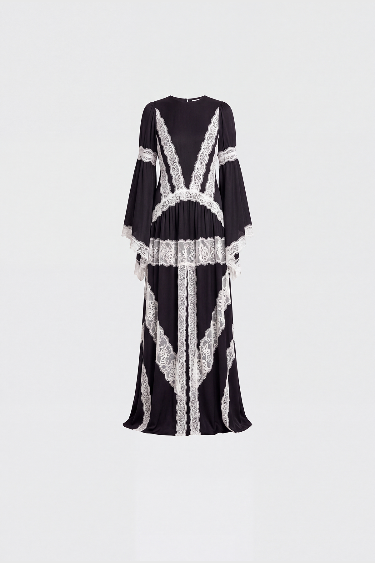 Jelka Round Neck Lace Maxi Dress In Black