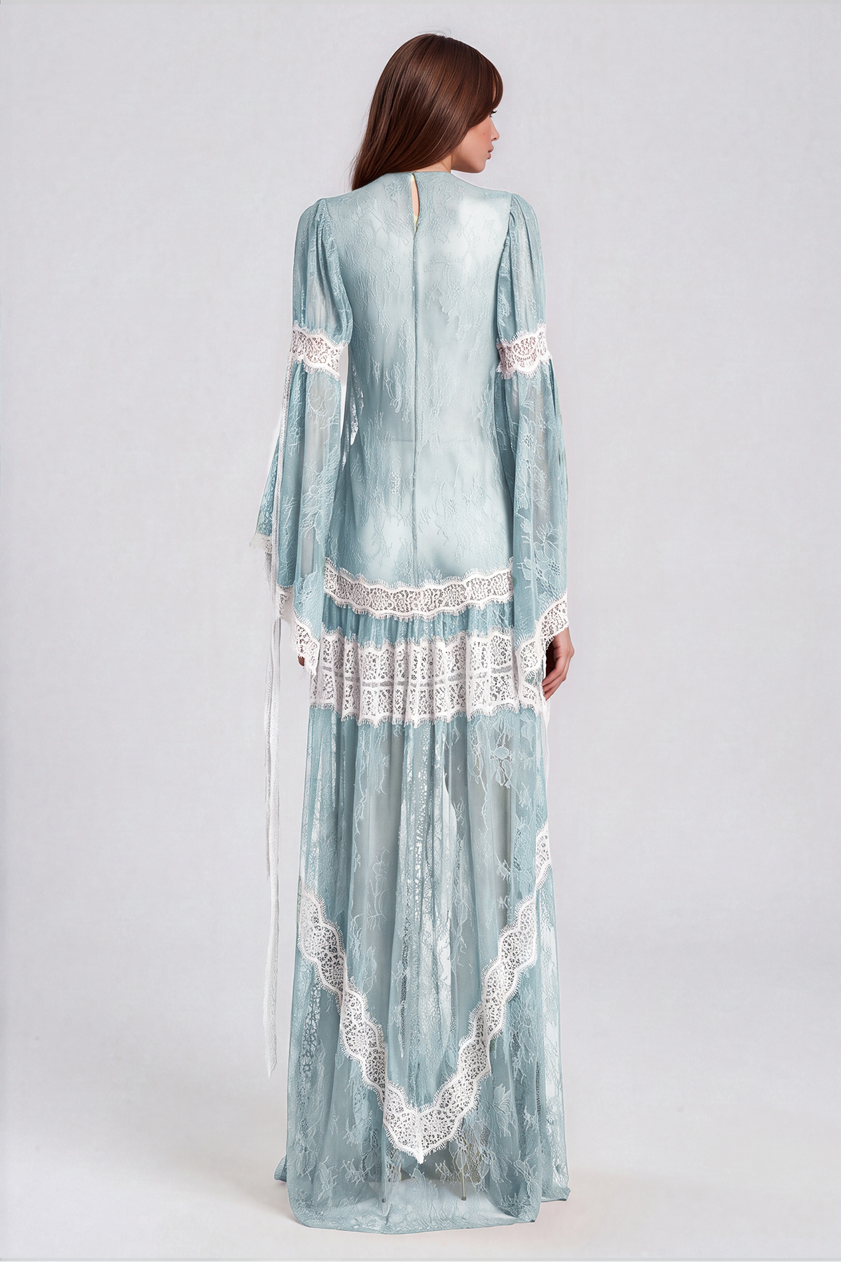 Jelka Round Neck Lace Maxi Dress In Turquoise