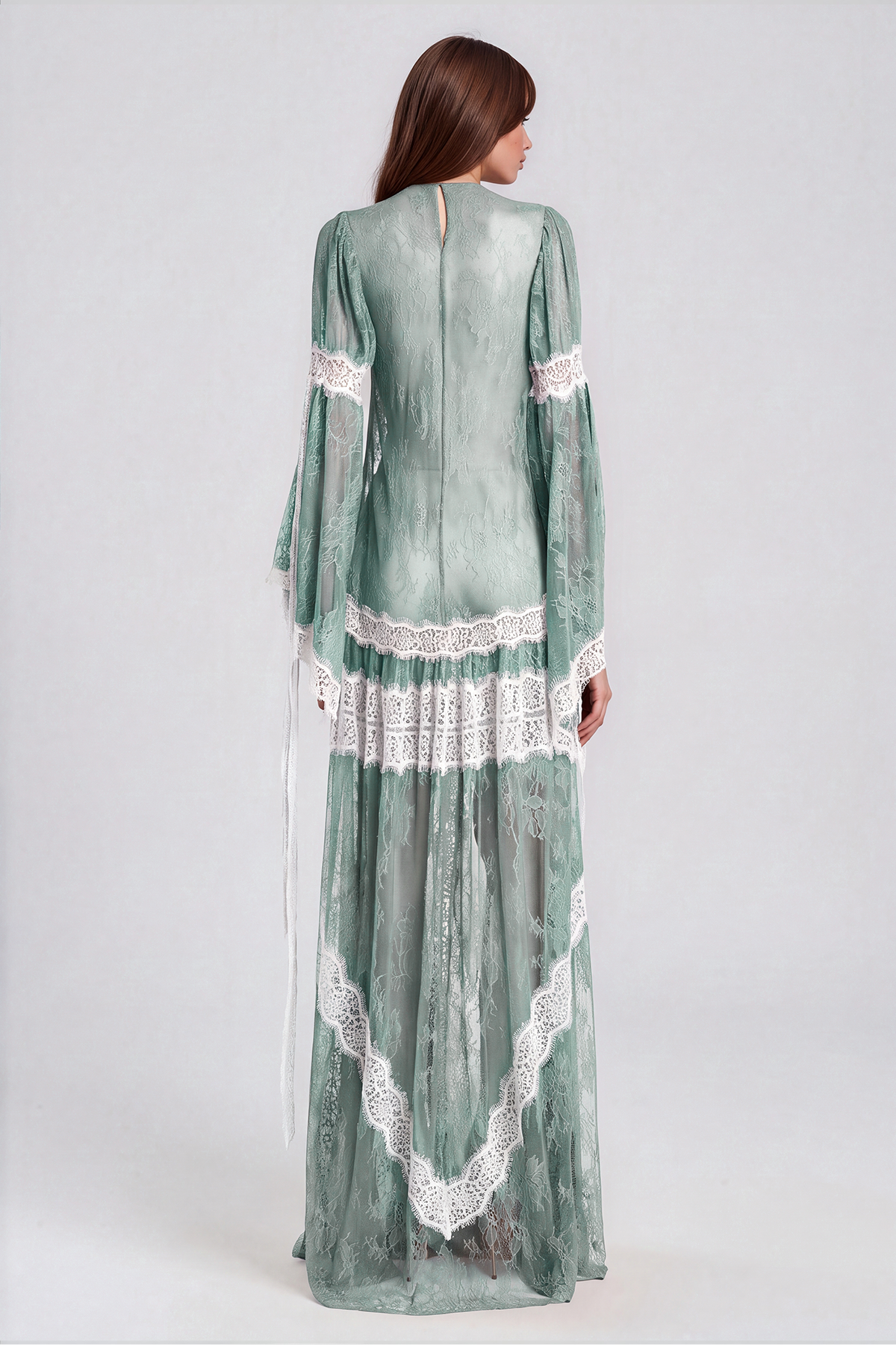 Jelka Round Neck Lace Maxi Dress In Turquoise