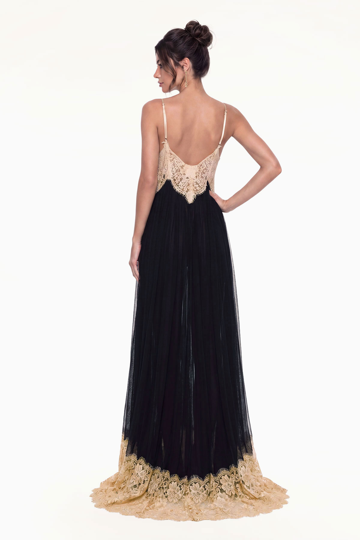 Jelka Spaghetti Lace Mesh Maxi Dress