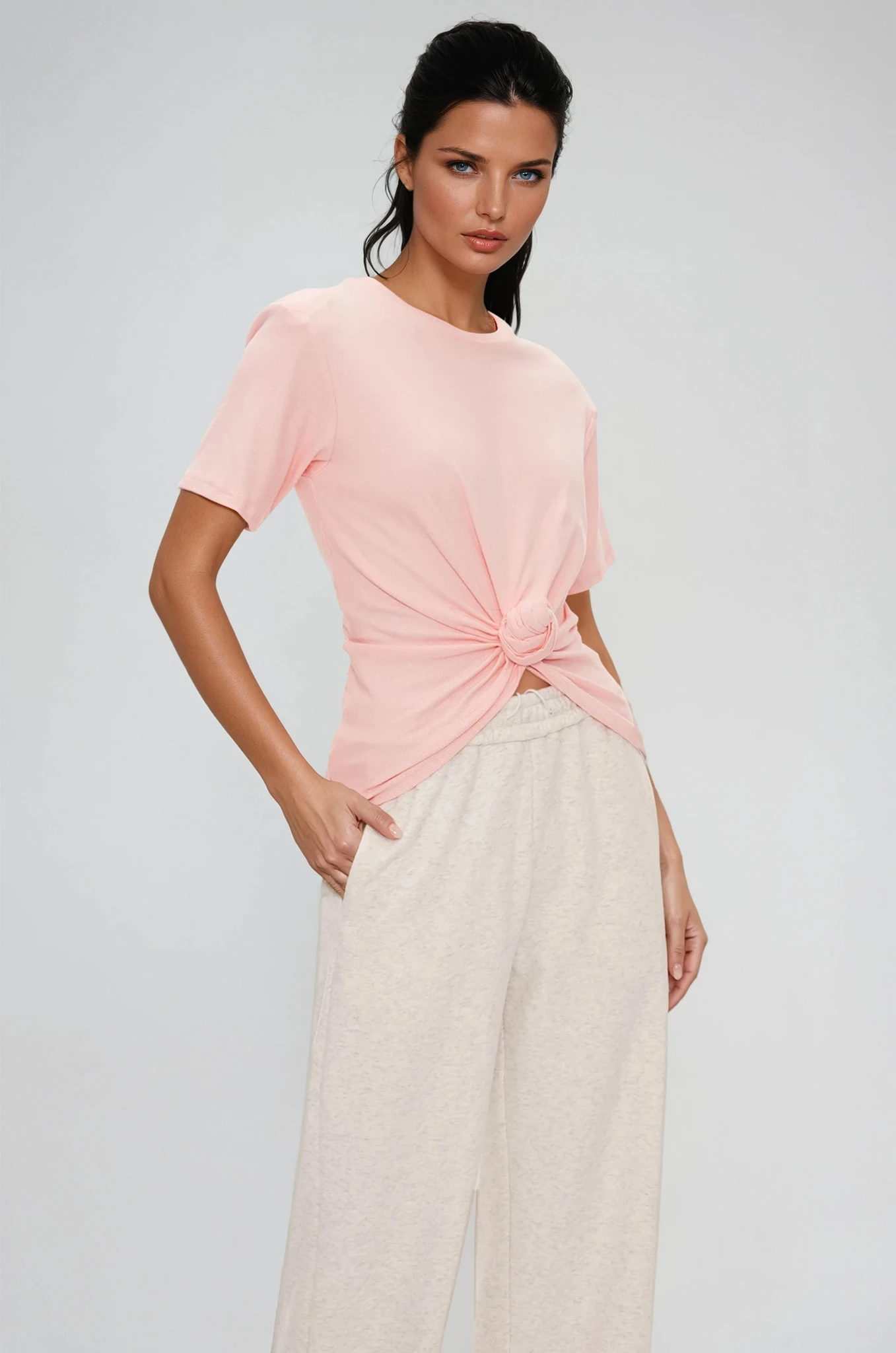 Jemma Ruch Twist T Shirt In Pink