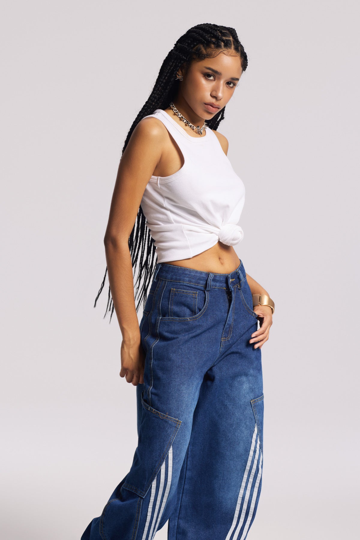 Jemma Twist Sleeveless Knit Top In White