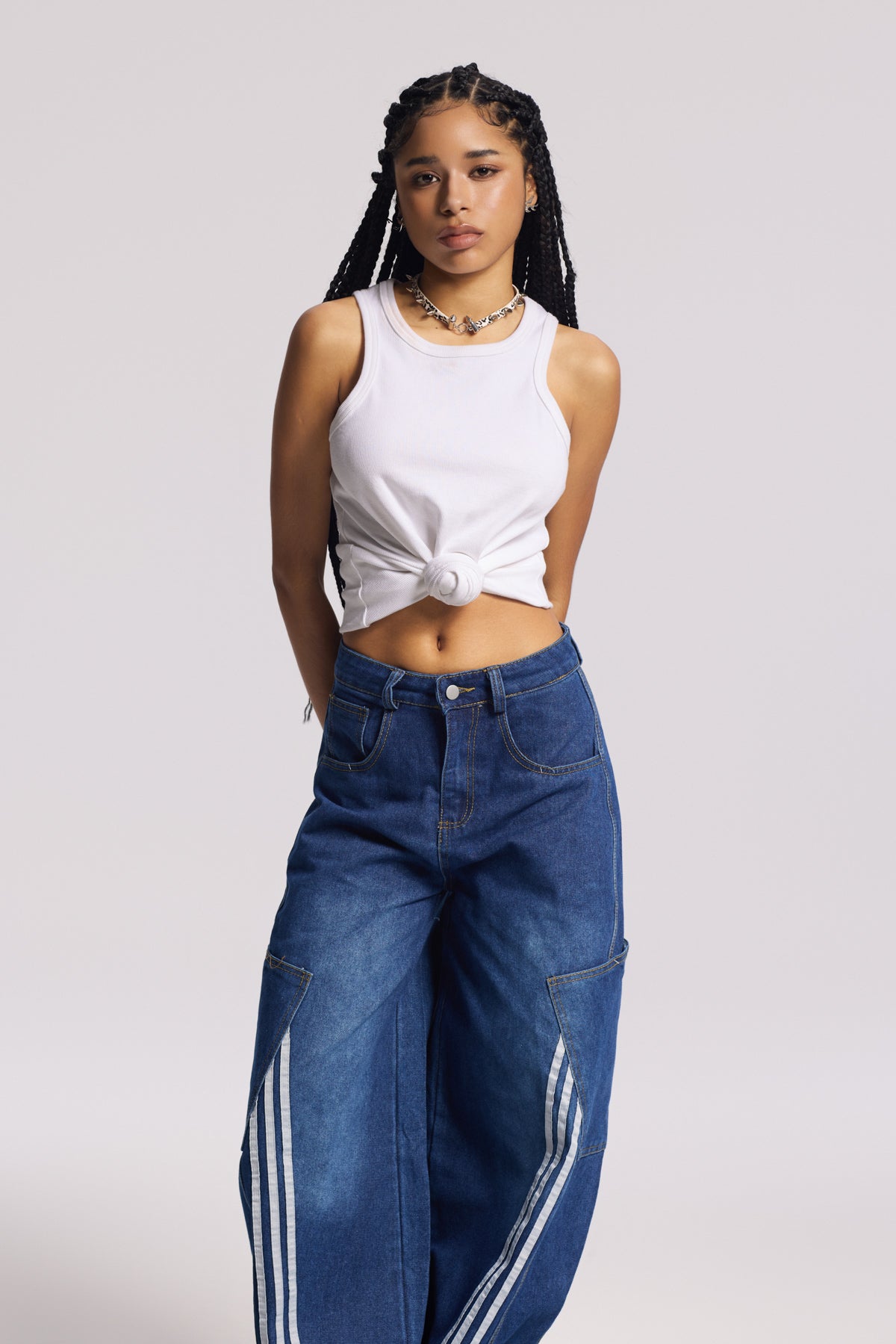 Jemma Twist Sleeveless Knit Top In White