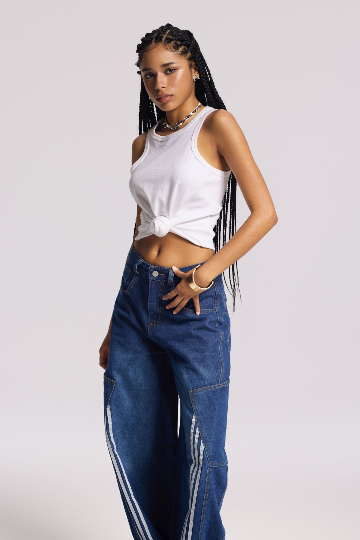 Jemma Twist Sleeveless Knit Top In White