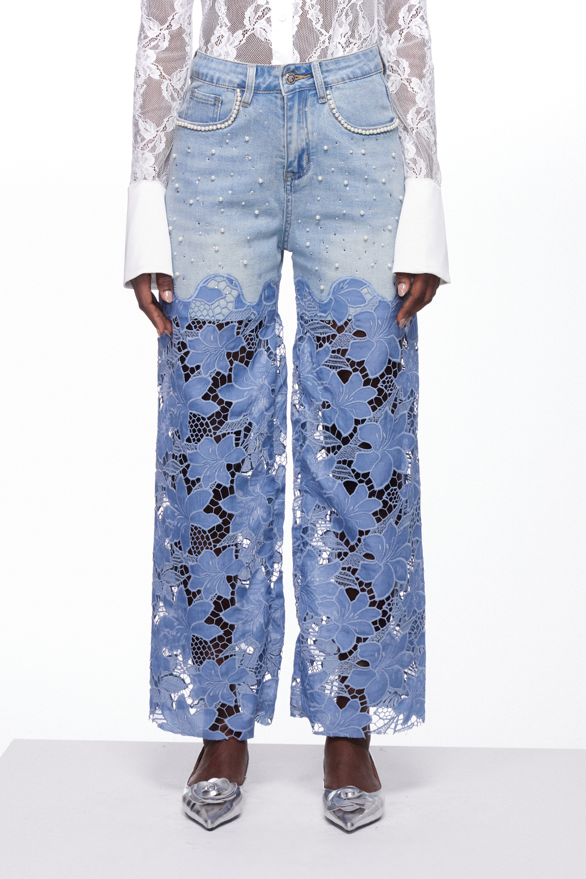 Judith Pearl Floral Cutout Jeans