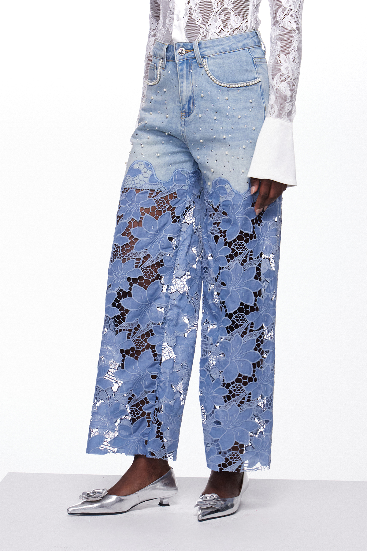 Judith Pearl Floral Cutout Jeans