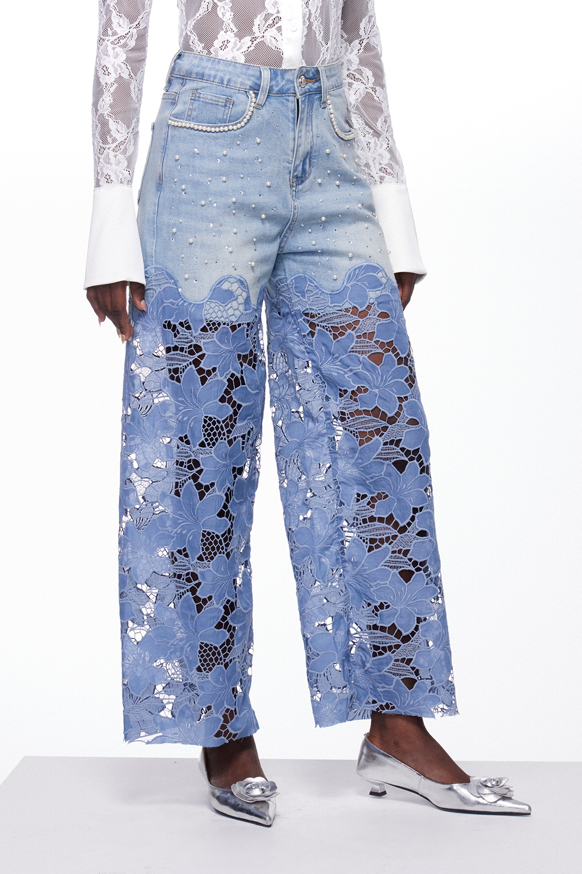 Judith Pearl Floral Cutout Jeans