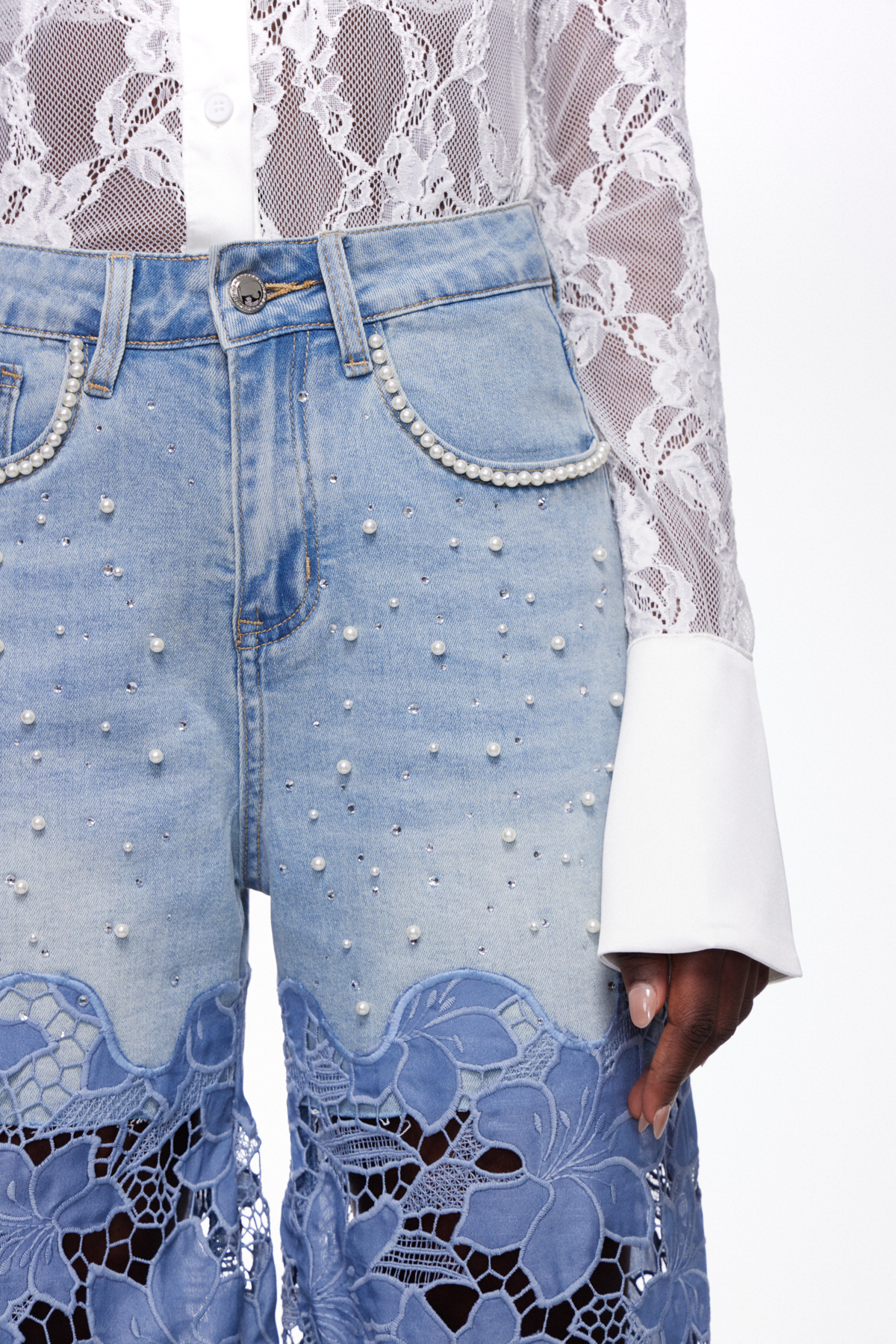 Judith Pearl Floral Cutout Jeans