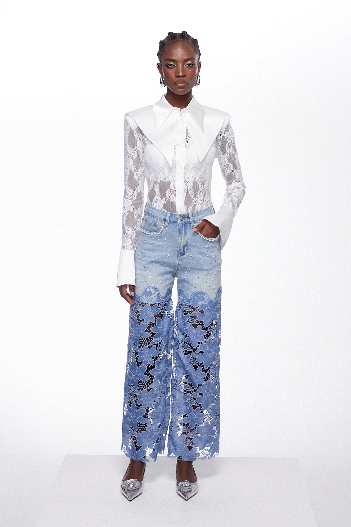 Judith Pearl Floral Cutout Jeans