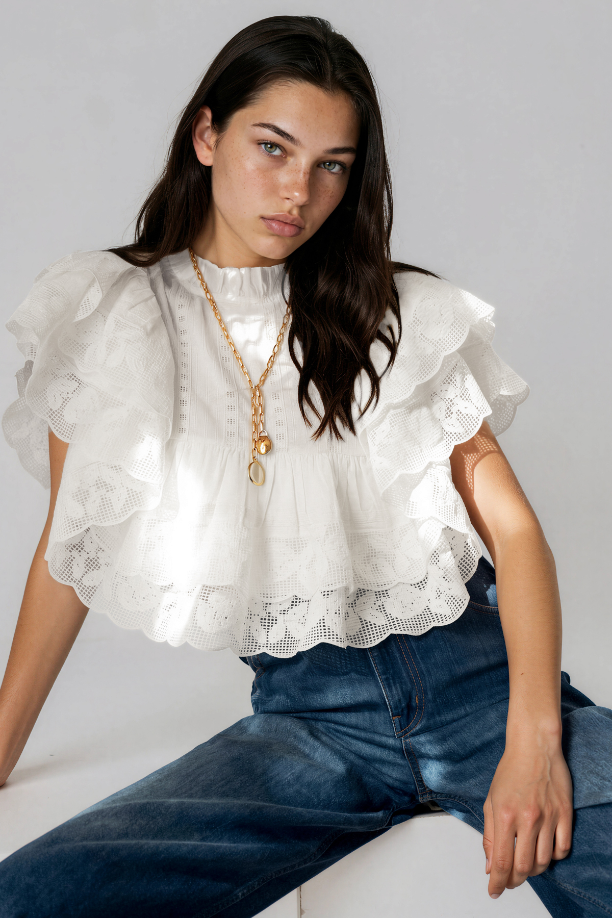 Kadija Ruffle Lace Top