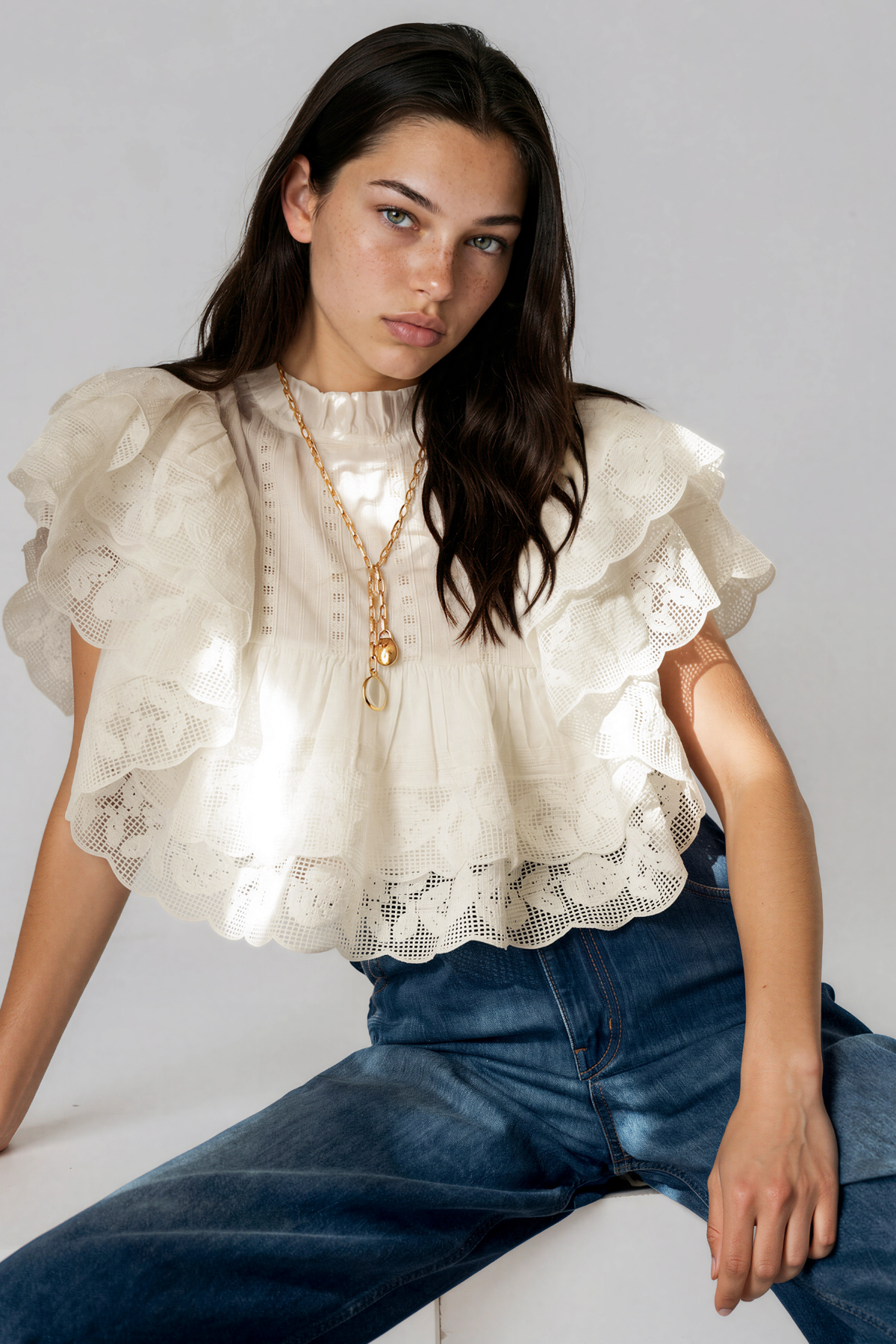 Kadija Ruffle Lace Top
