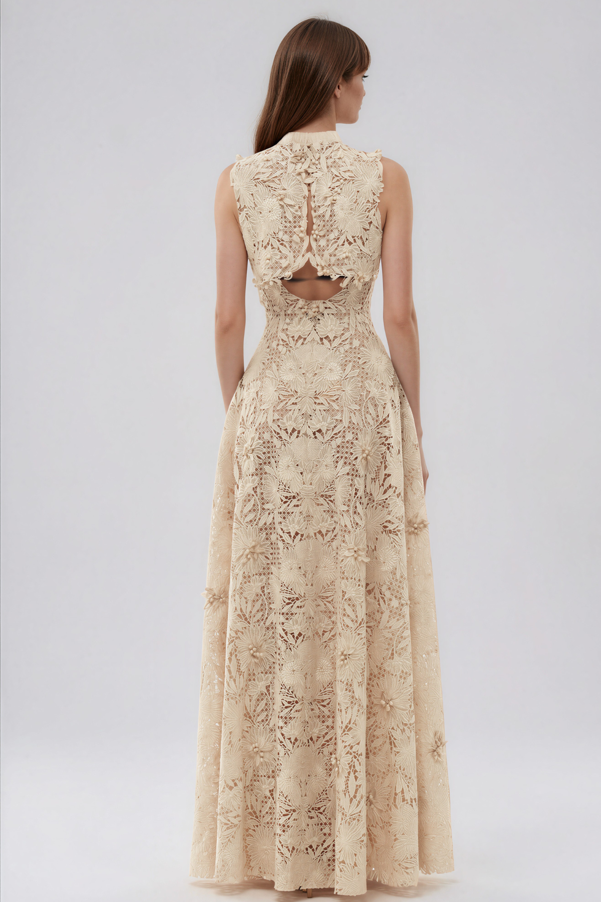 Kahale Sleeveless Floral Lace Maxi Dress