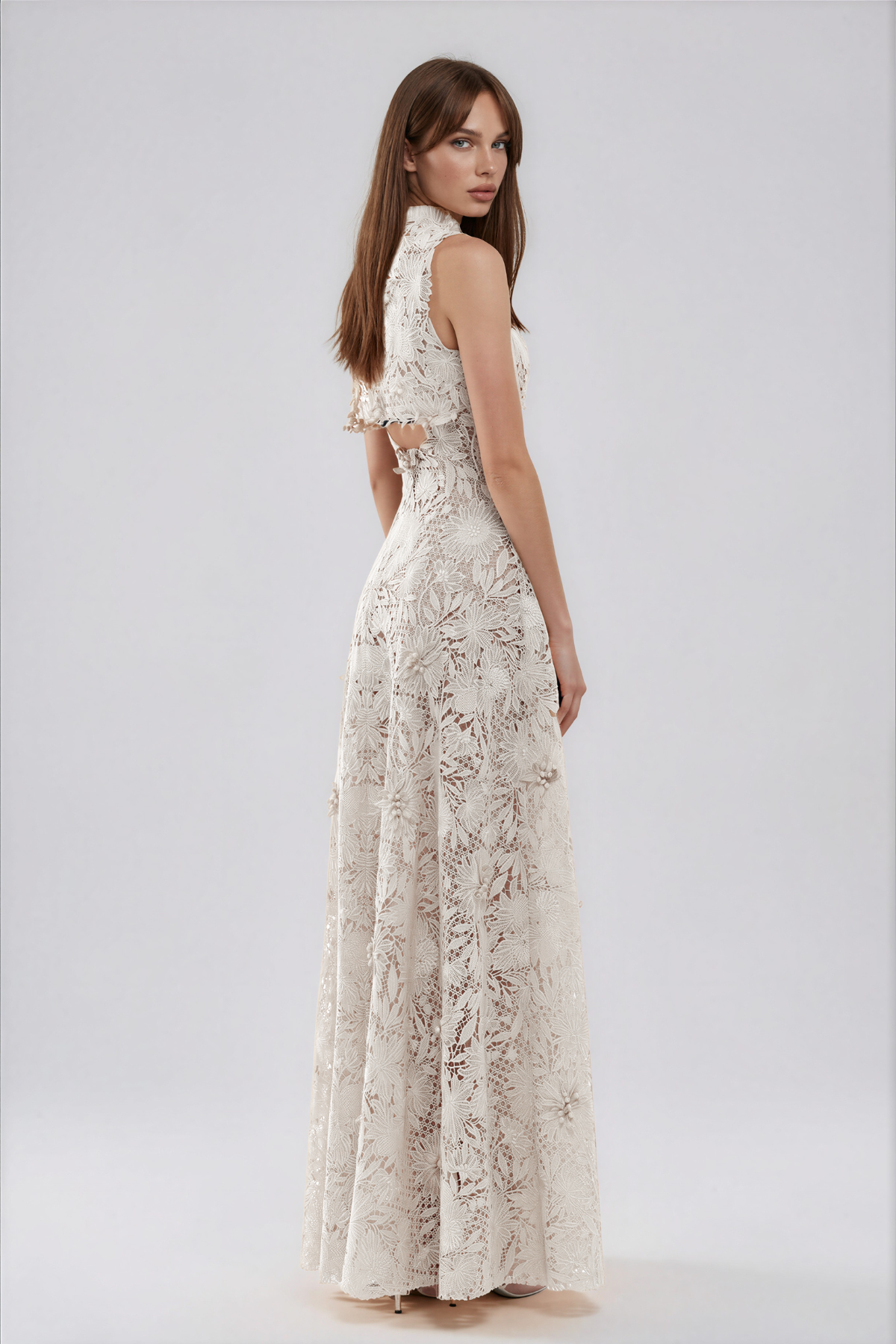 Kahale Sleeveless Floral Lace Maxi Dress