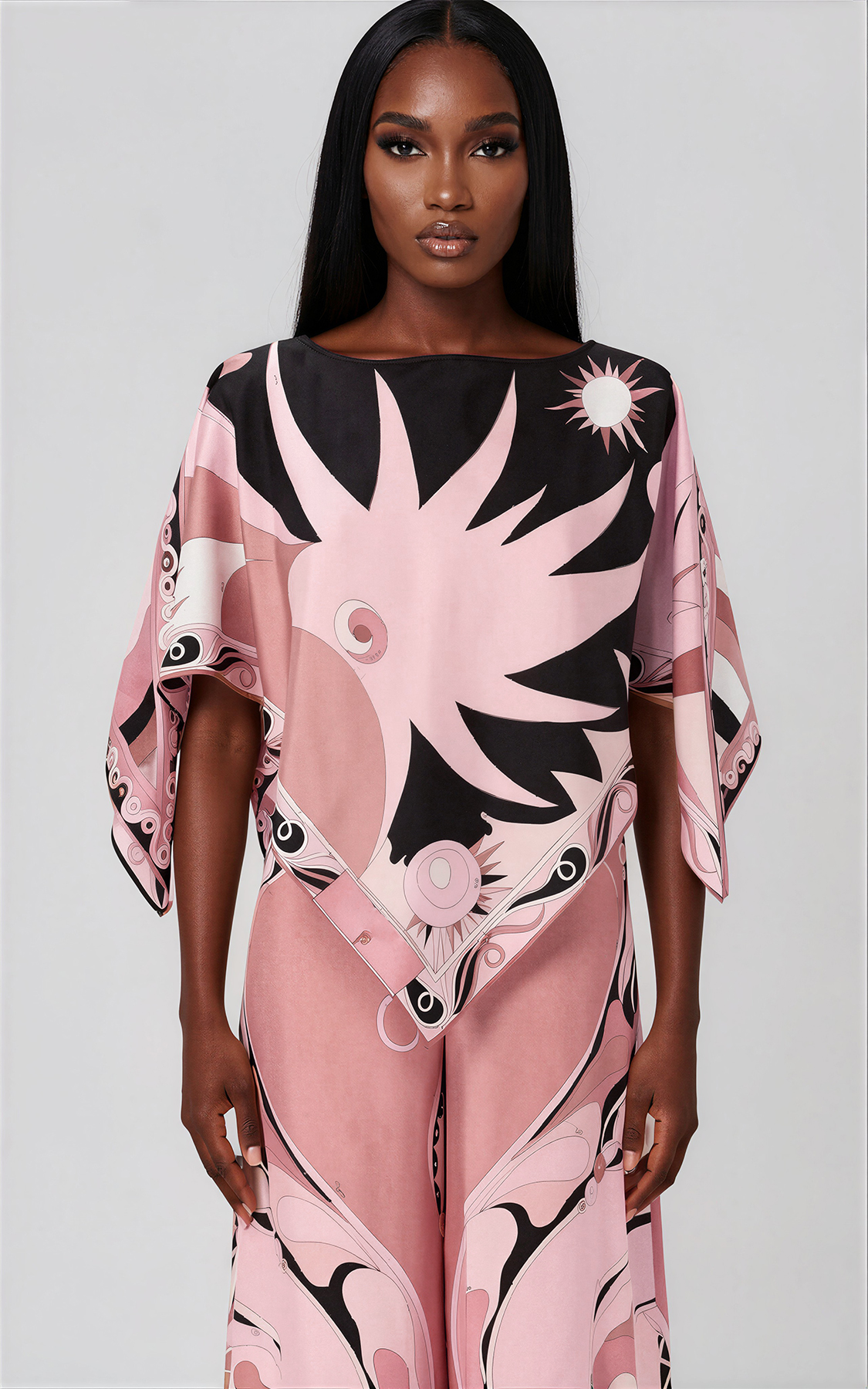 Kahua One Shoulder Print Pants Set