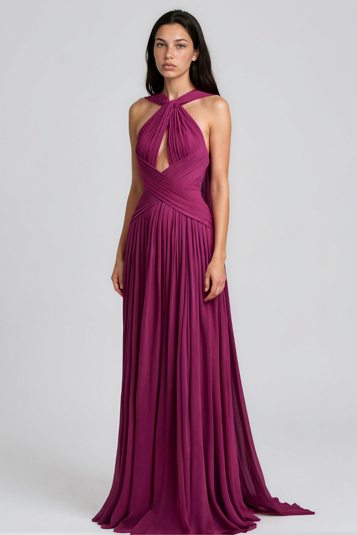 Kaiha Halter Neck Ruch Cutout Maxi Dress