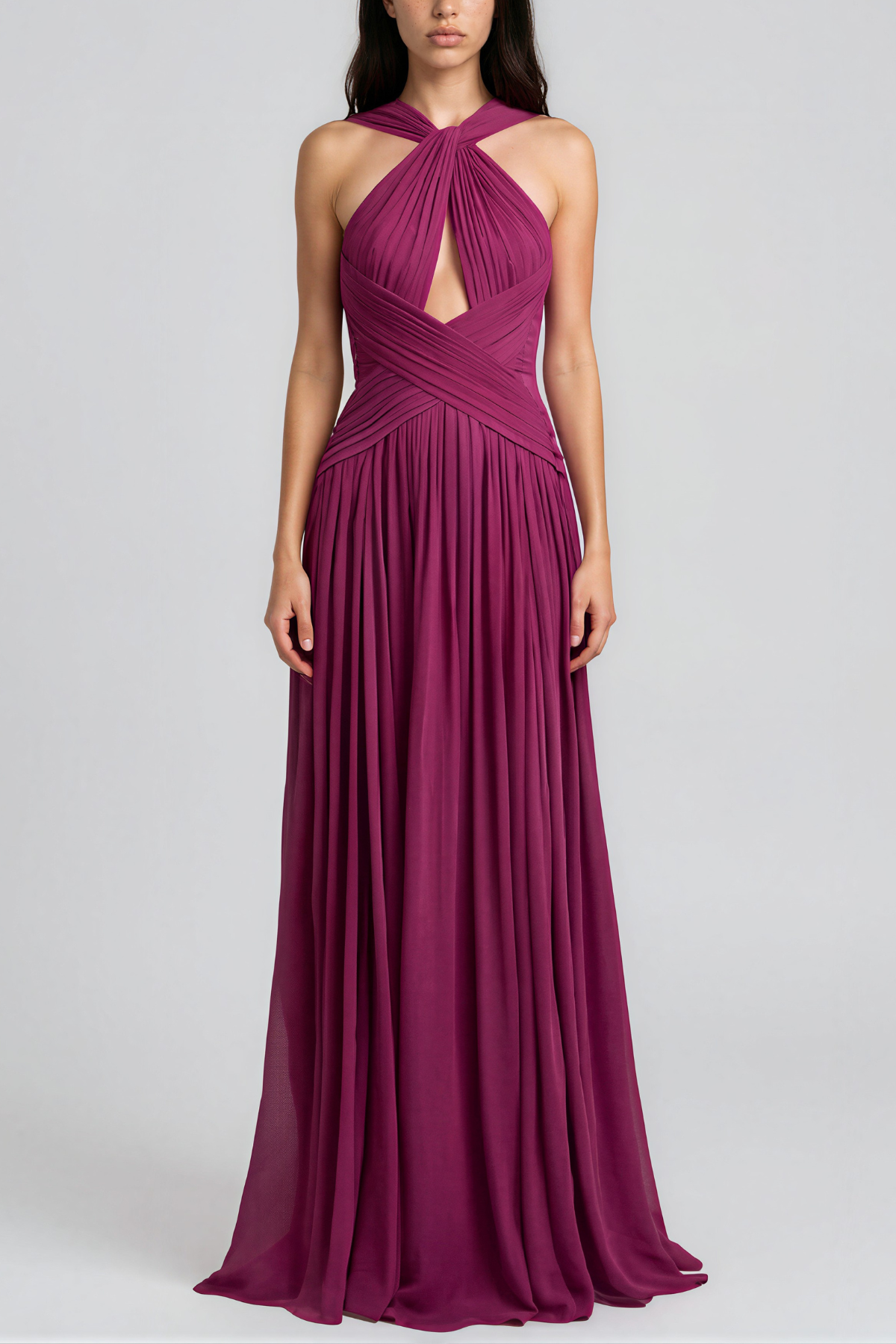 Kaiha Halter Neck Ruch Cutout Maxi Dress
