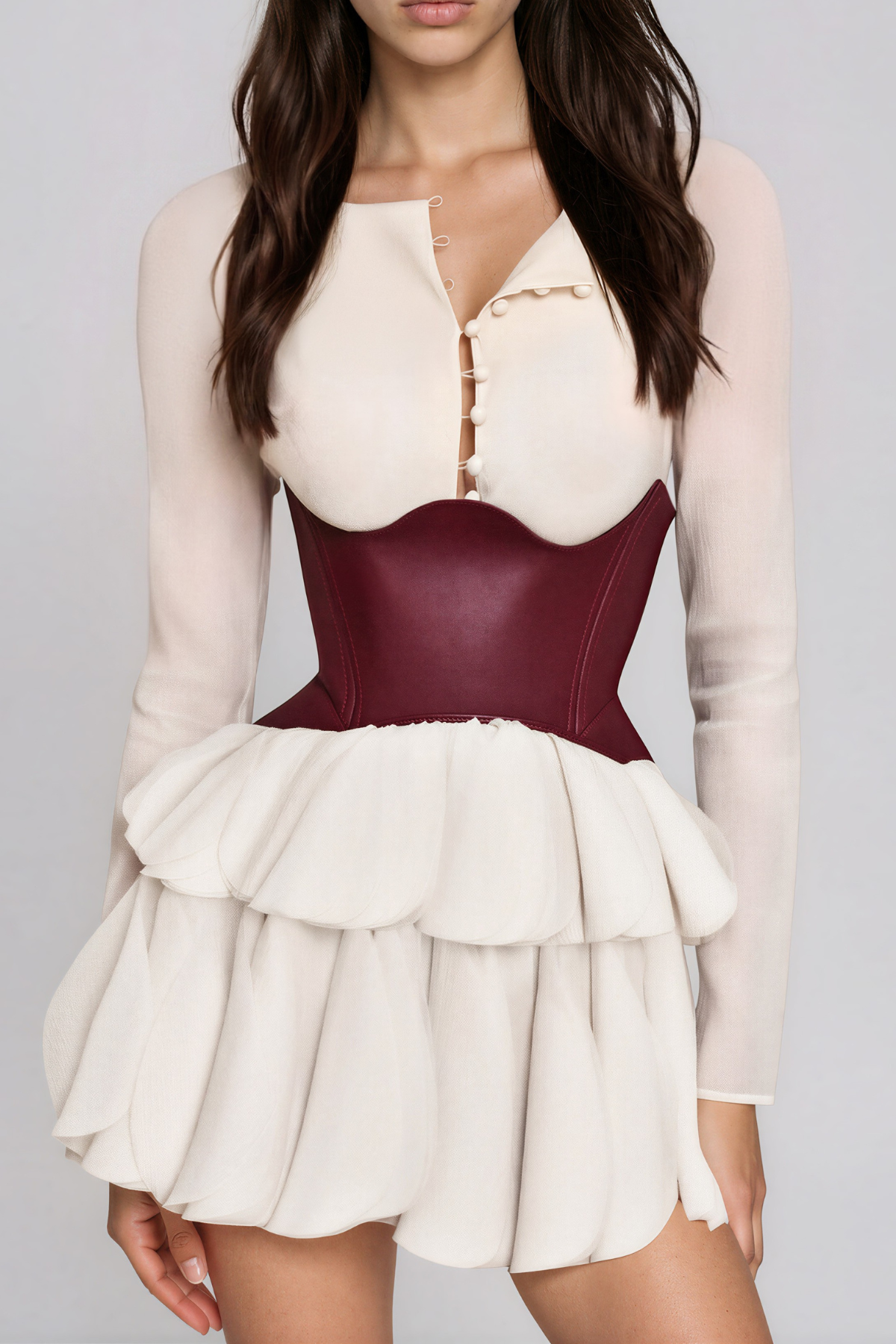Kaira Leather Bubble Mini Dress