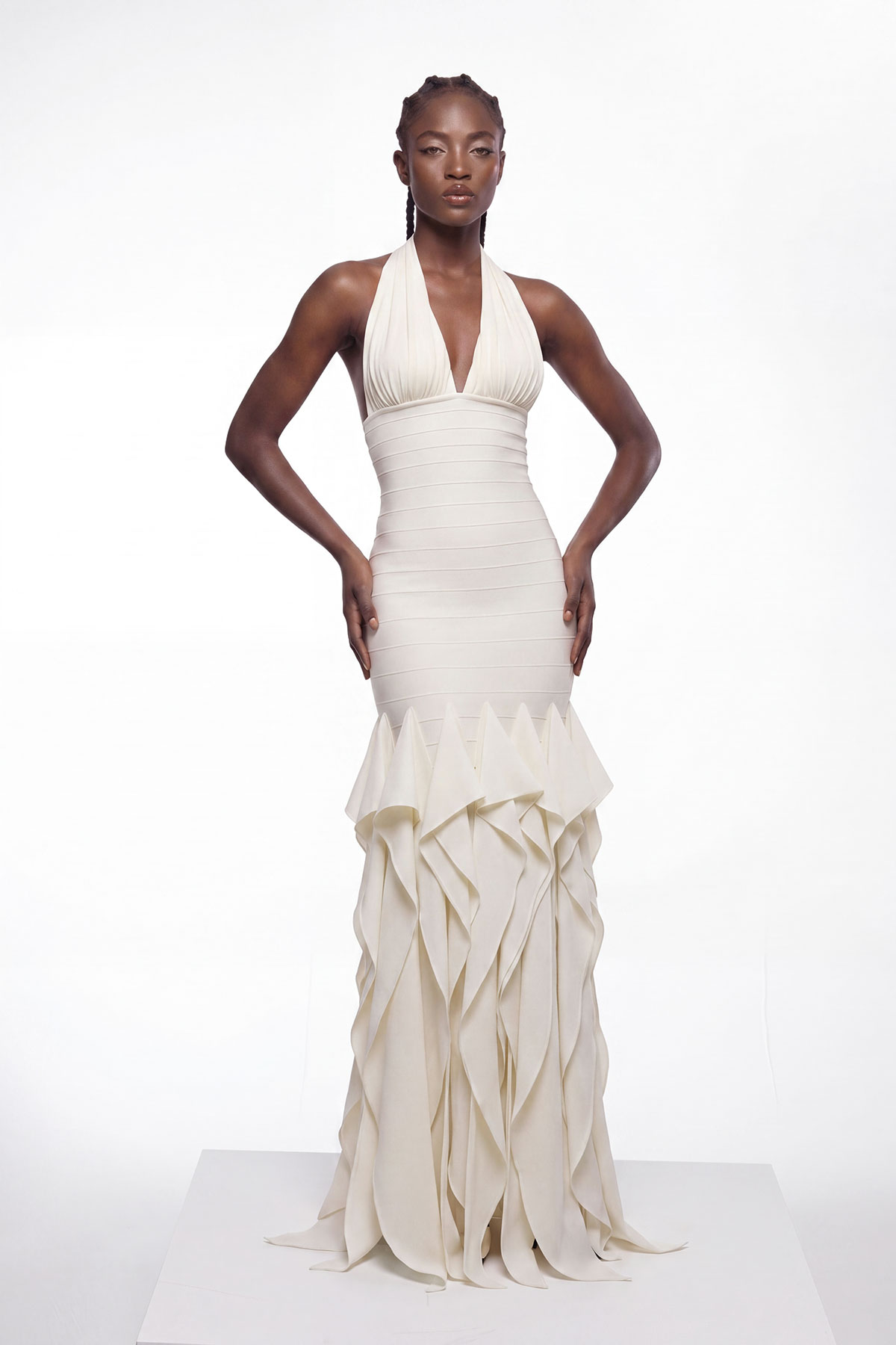 Kaitlyn Halter Neck Ruch Maxi Dress