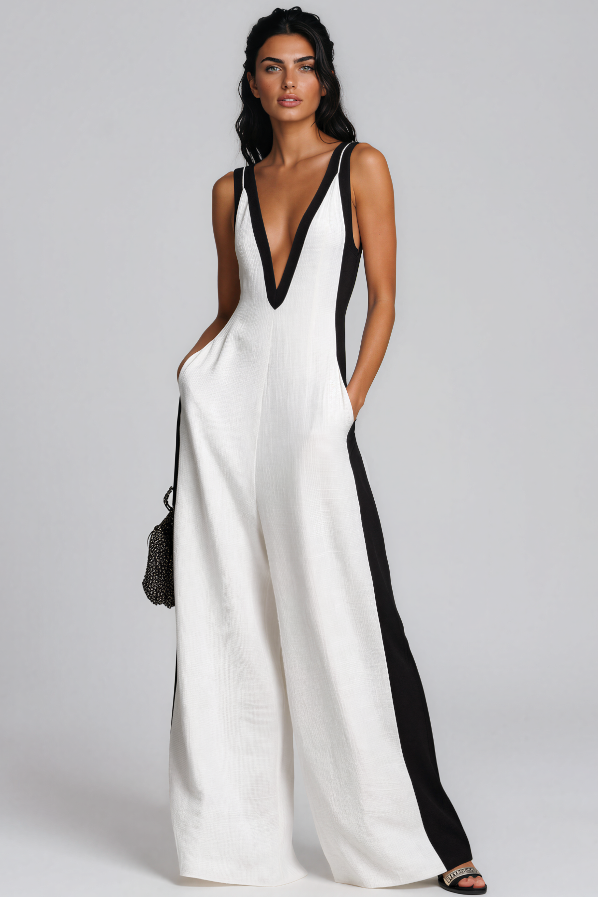 Kalani Plunge Colorblock Jumpsuit