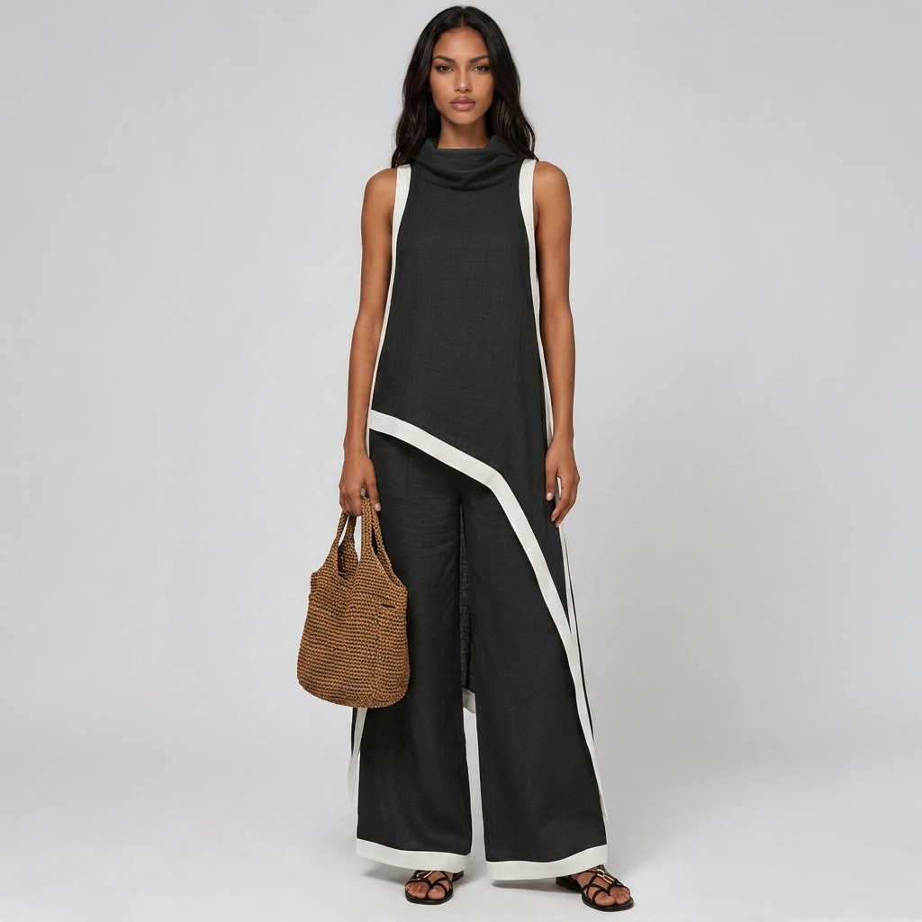 Kalani Sleeveless Hooded Pant Set In Black
