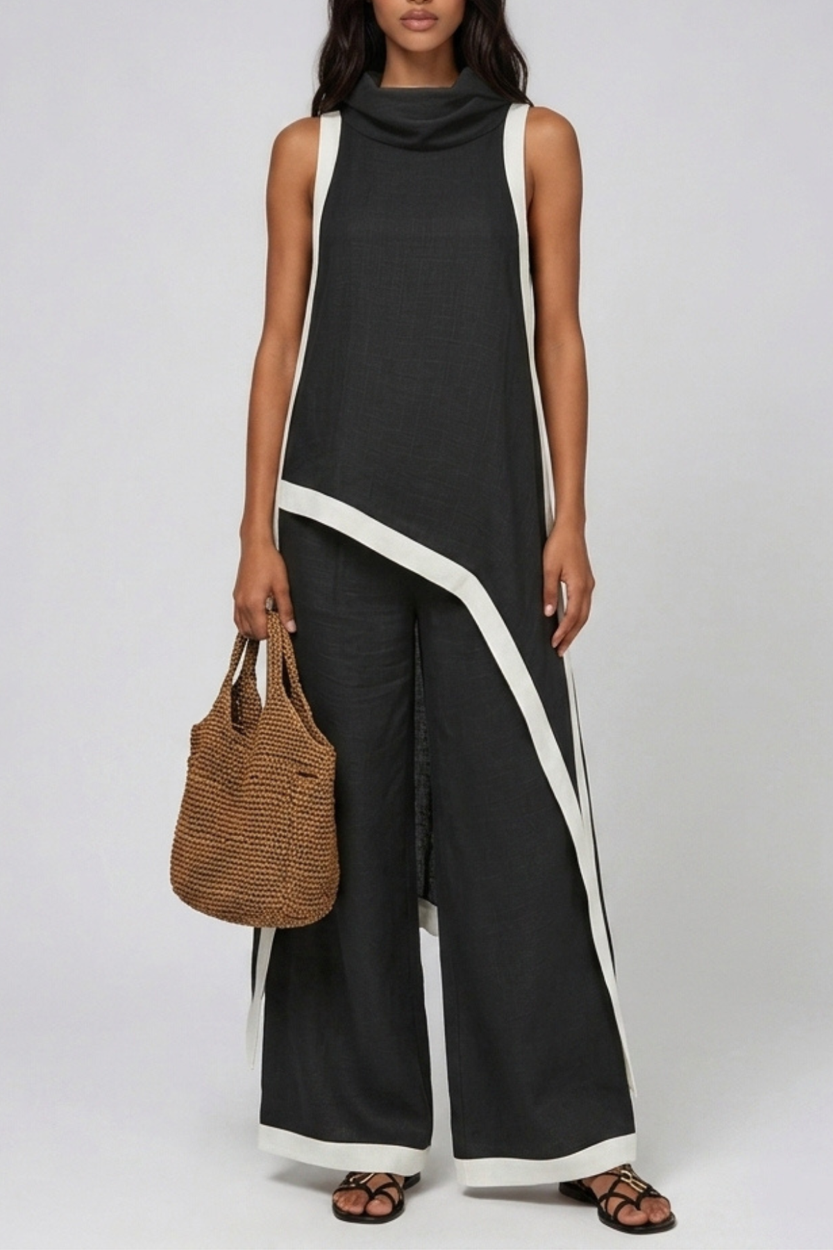 Kalani Sleeveless Hooded Pant Set In Black