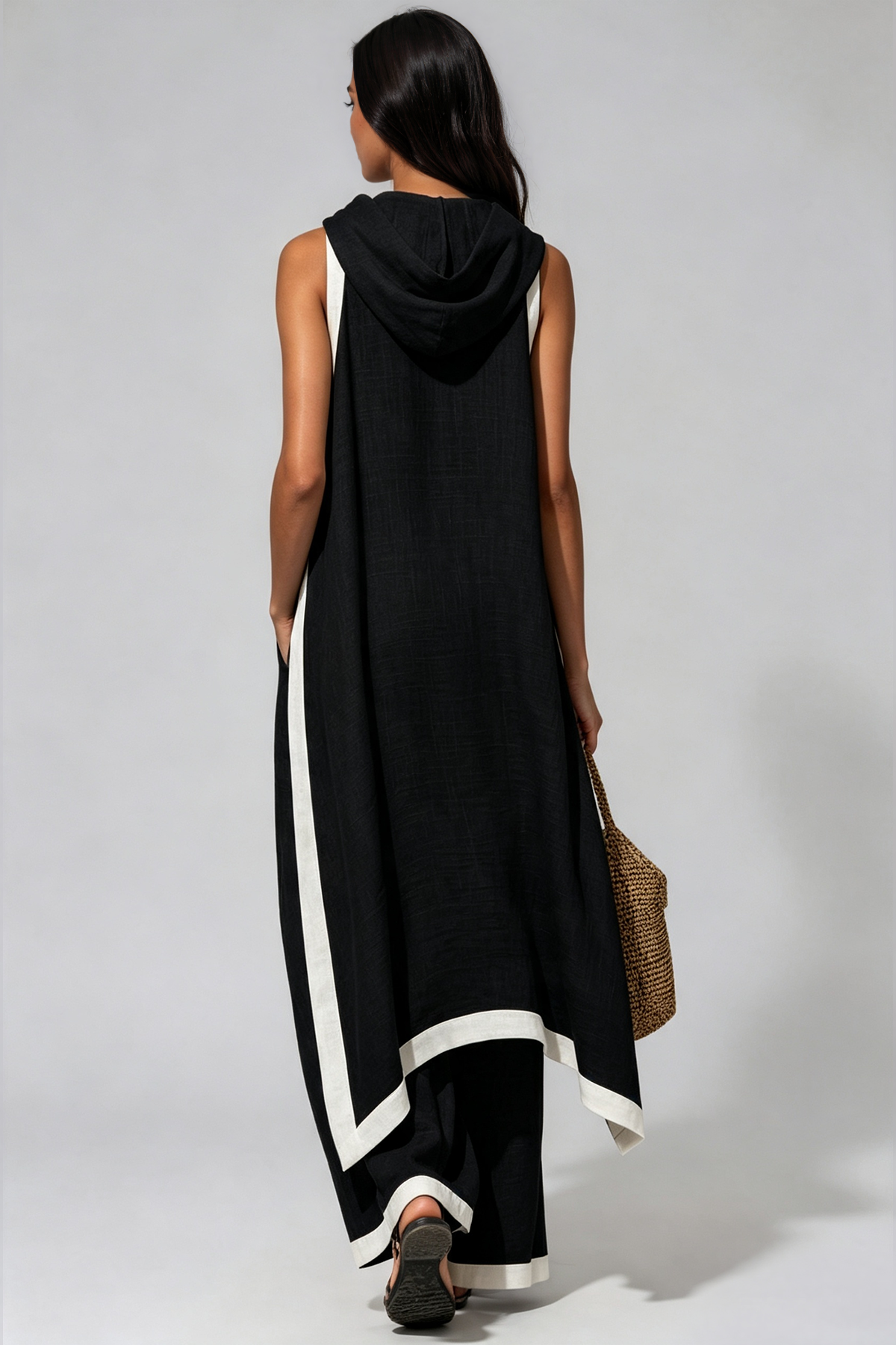 Kalani Sleeveless Hooded Pant Set In Black