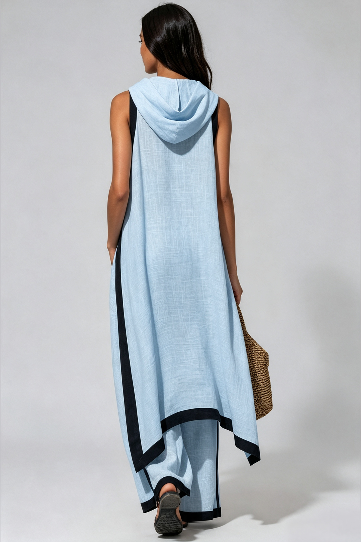 Kalani Sleeveless Hooded Pant Set In Blue