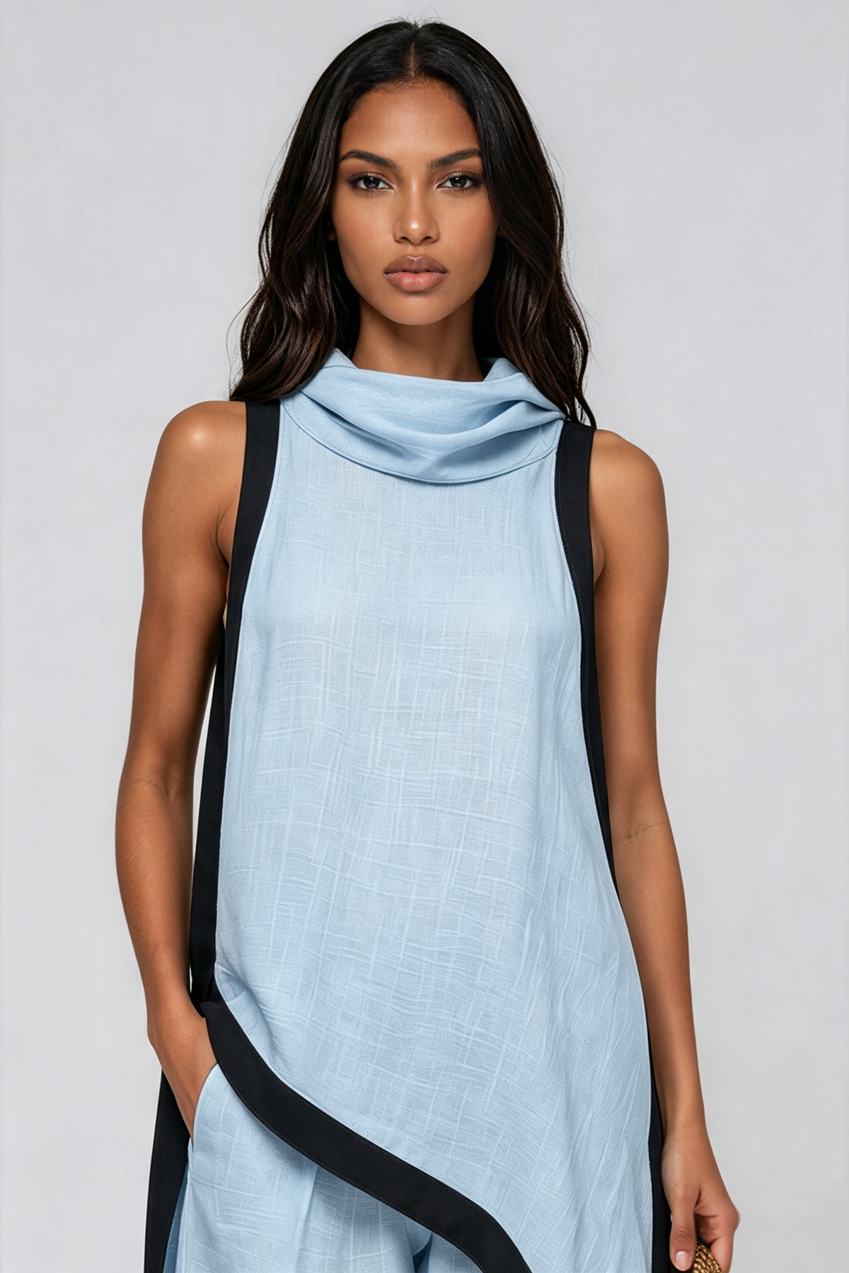 Kalani Sleeveless Hooded Pant Set In Blue