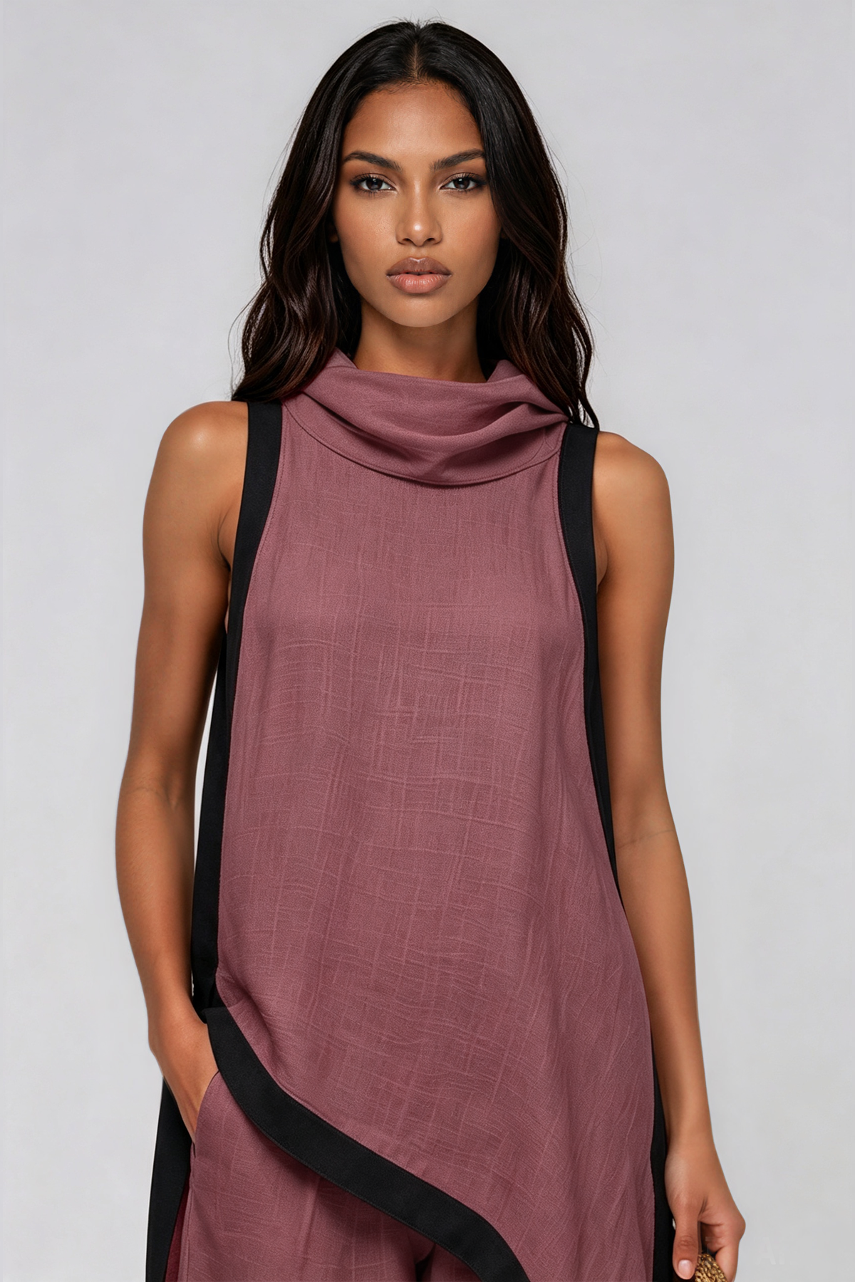 Kalani Sleeveless Hooded Pant Set In Wine
