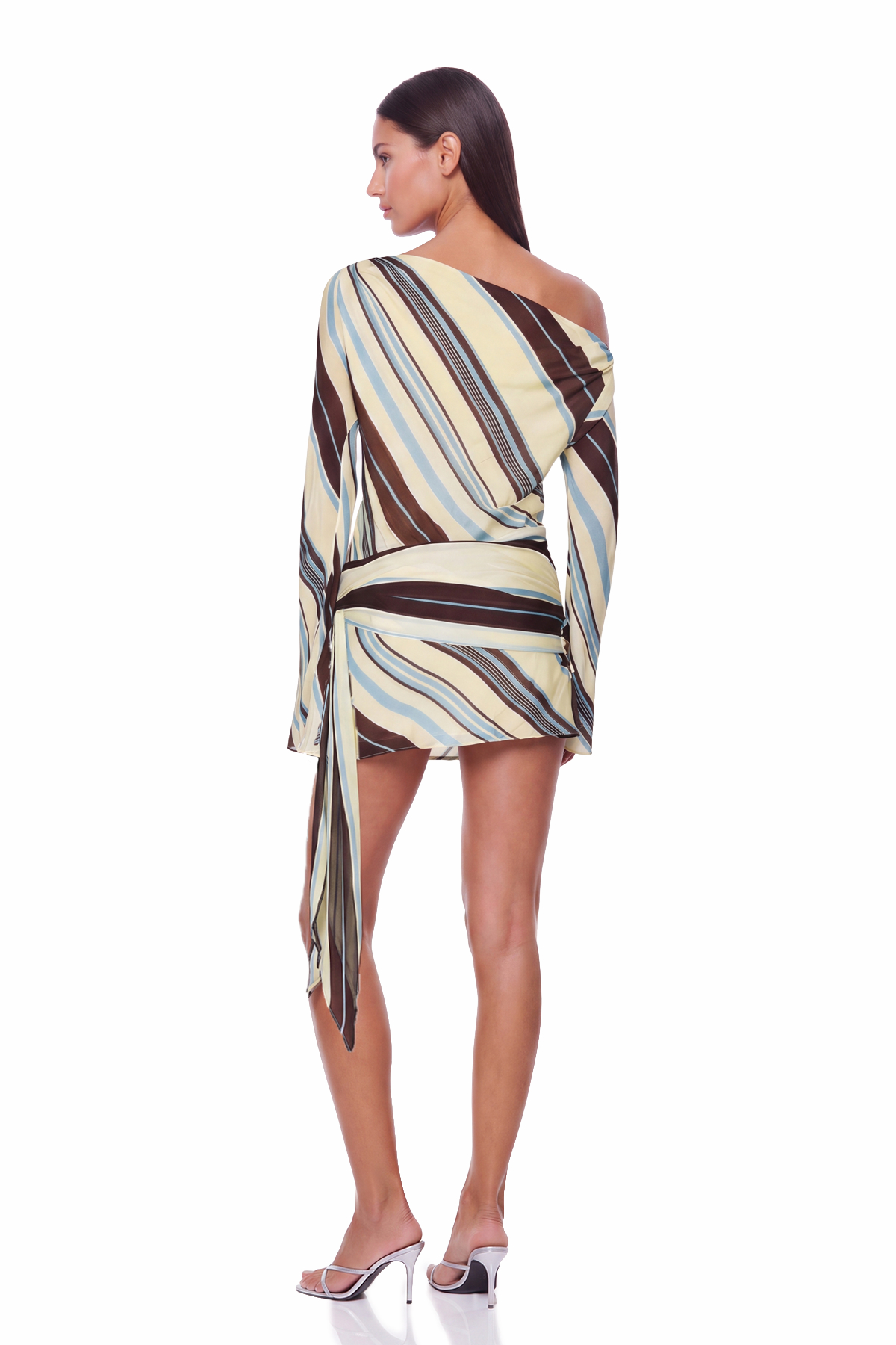 Kaleho One Shoulder Stripe Mini Dress