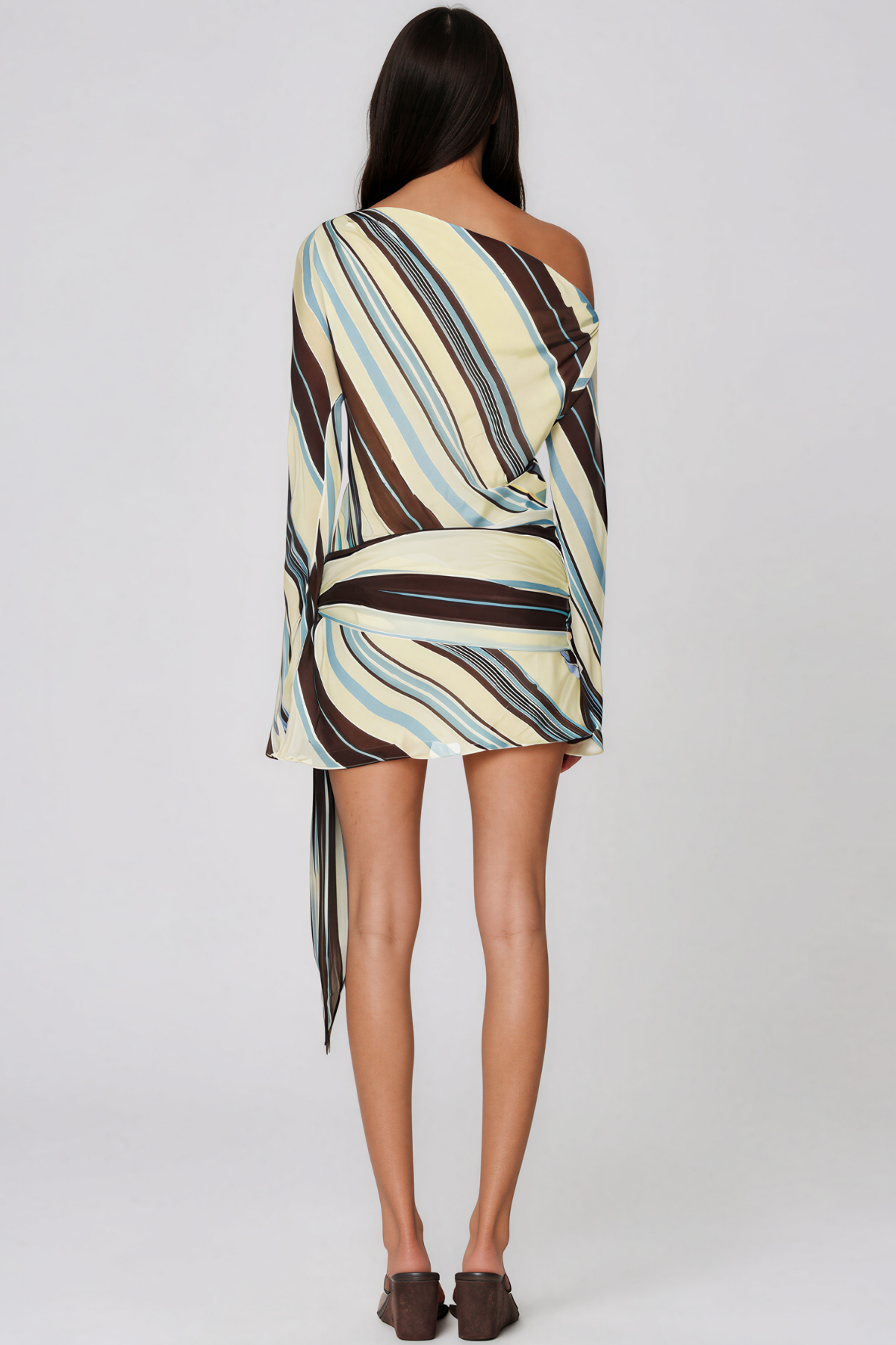 Kaleho One Shoulder Stripe Mini Dress