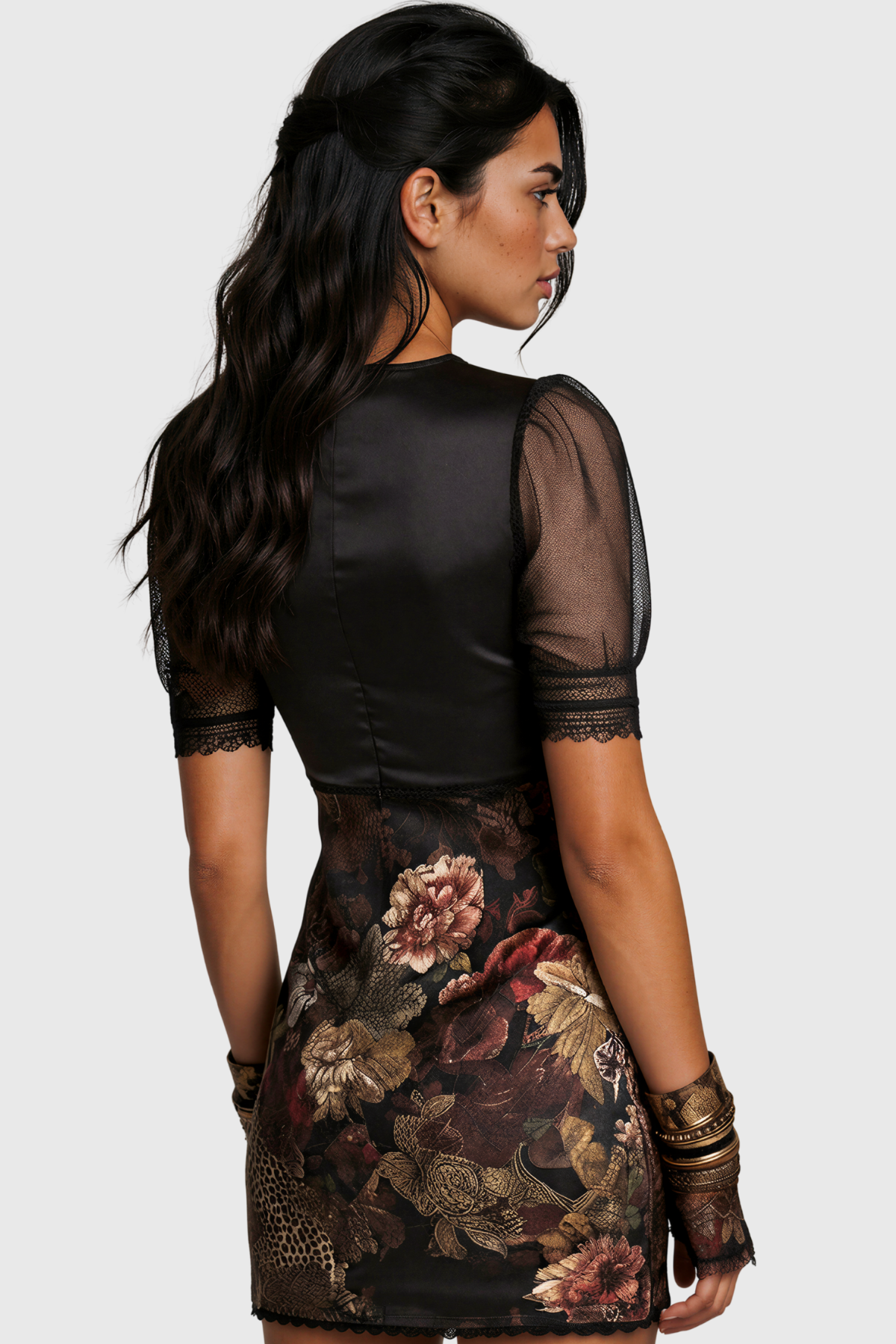 Kalif Lace Floral Mini Dress