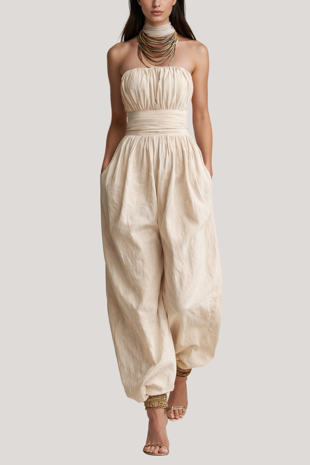 Kalinda Strapless Ruch Jumpsuit