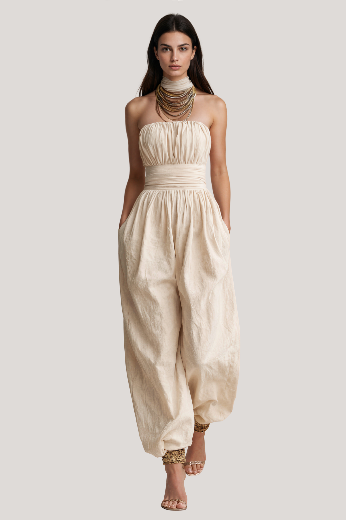 Kalinda Strapless Ruch Jumpsuit