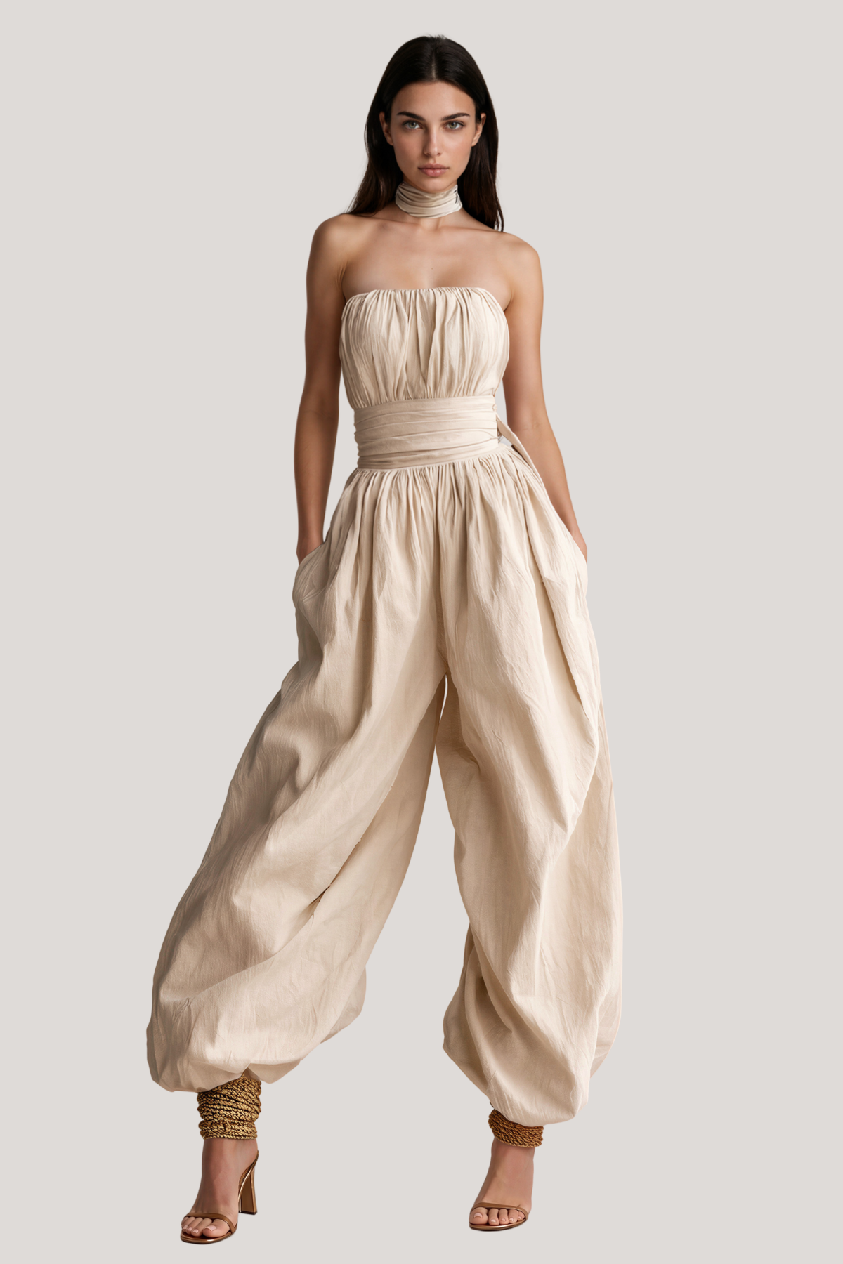 Kalinda Strapless Ruch Jumpsuit